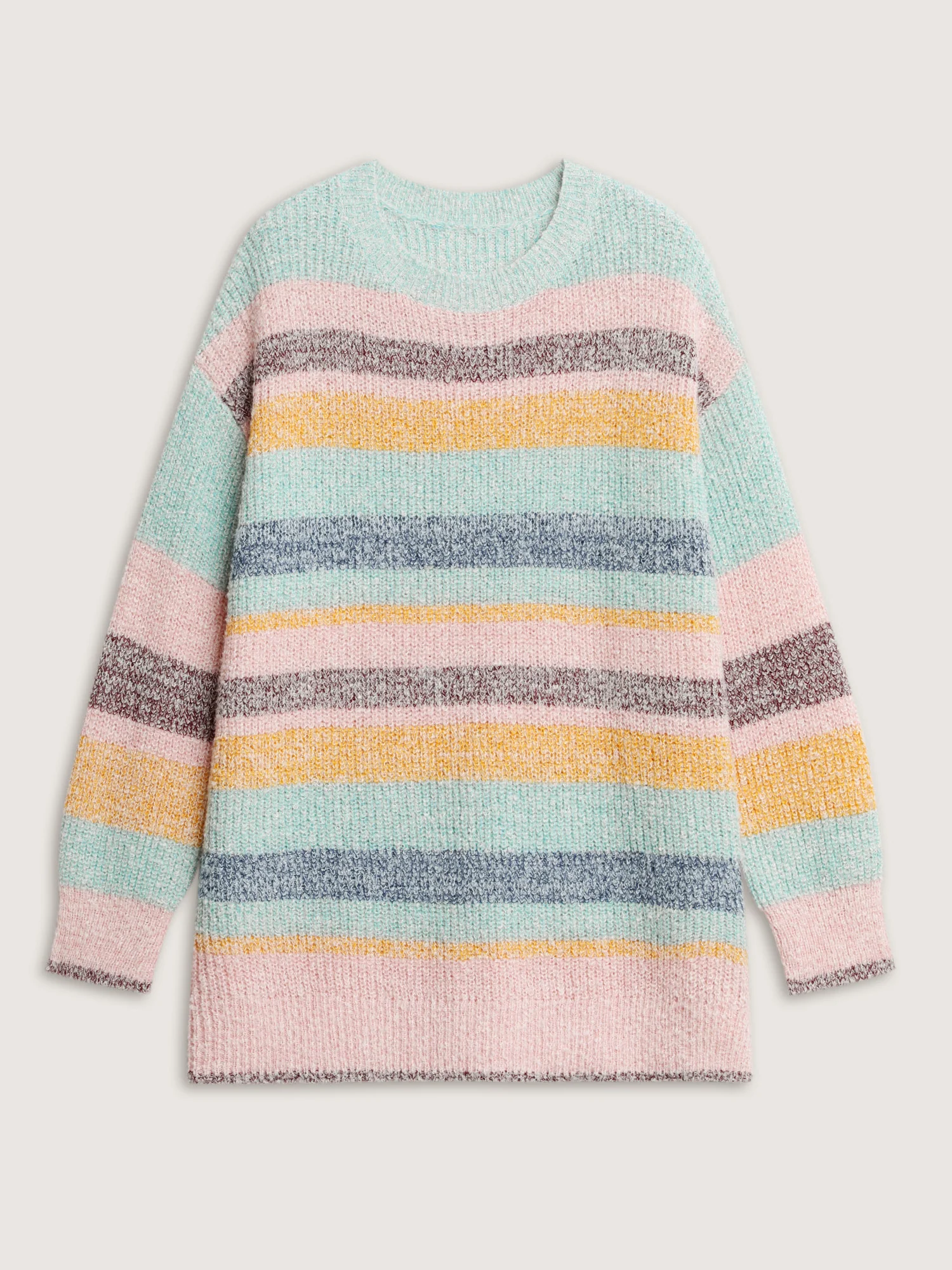 Textured Colorful Stripe Drop Shoulder Pullover - Image 7