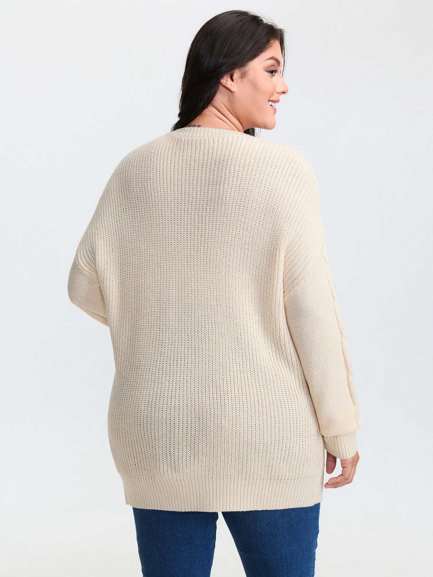 Textured Contrast Drop Shoulder Pullover - Image 4
