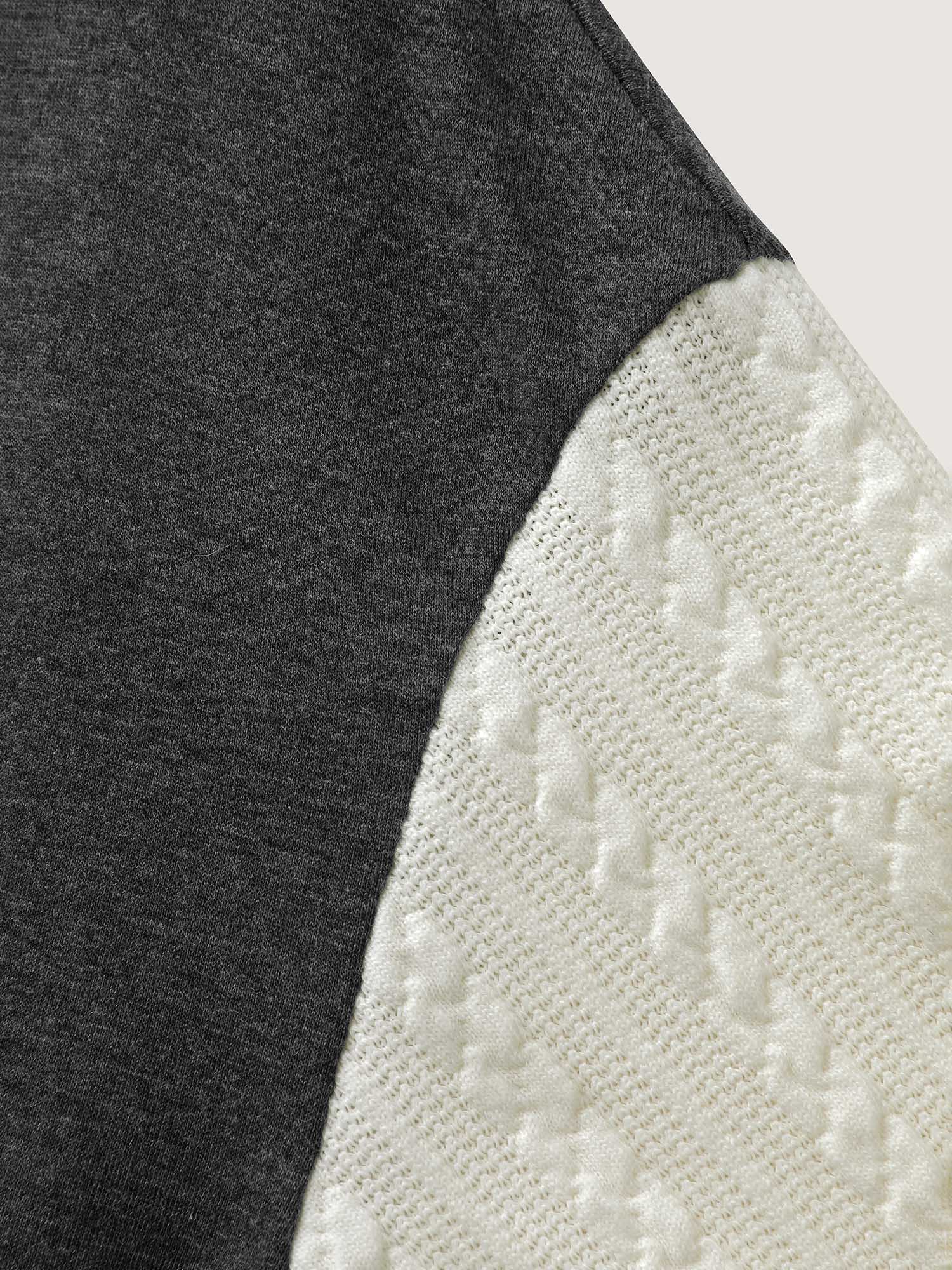Textured Contrast Drop Shoulder Sweatshirt - Image 6