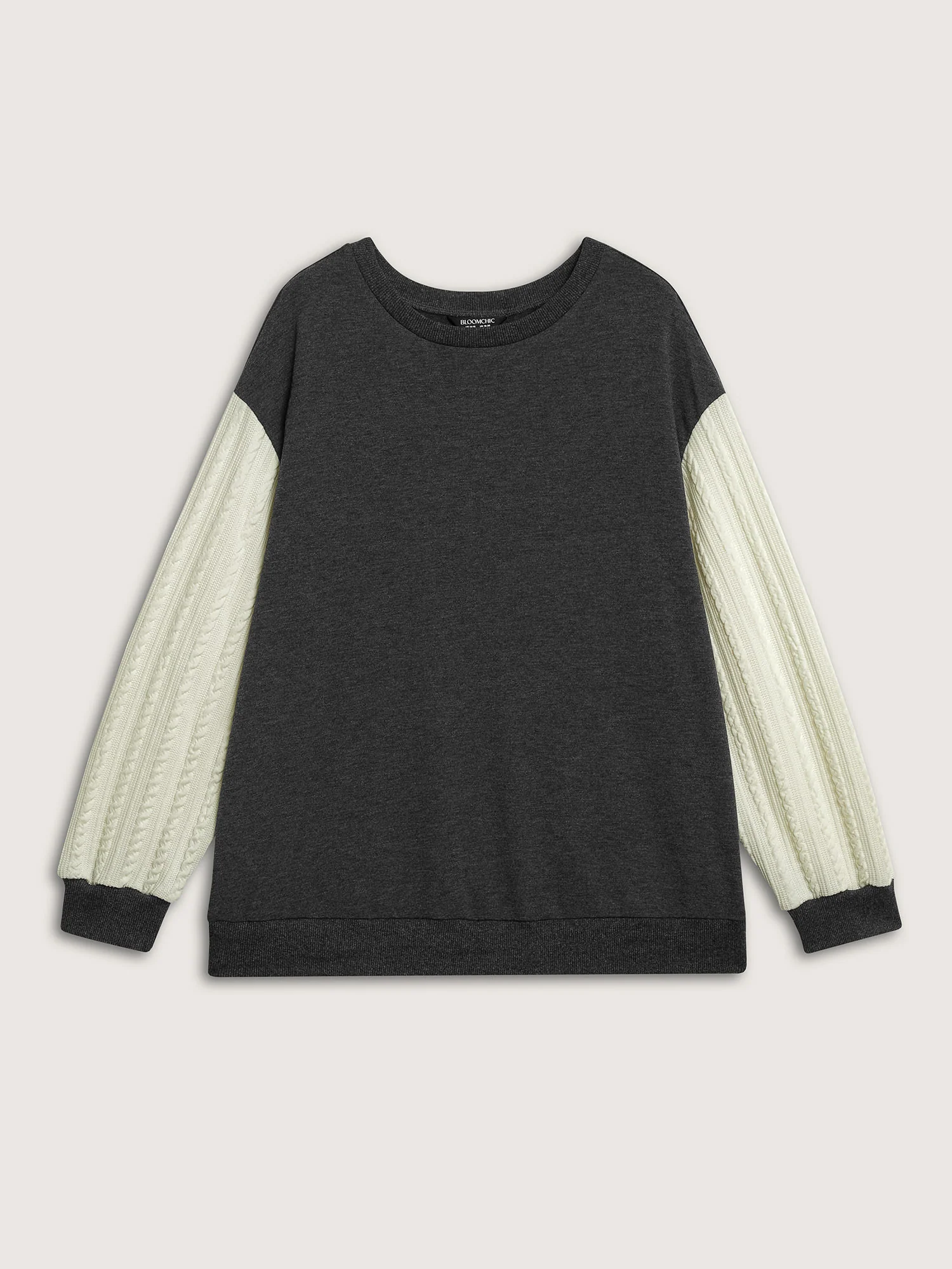 Textured Contrast Drop Shoulder Sweatshirt - Image 7