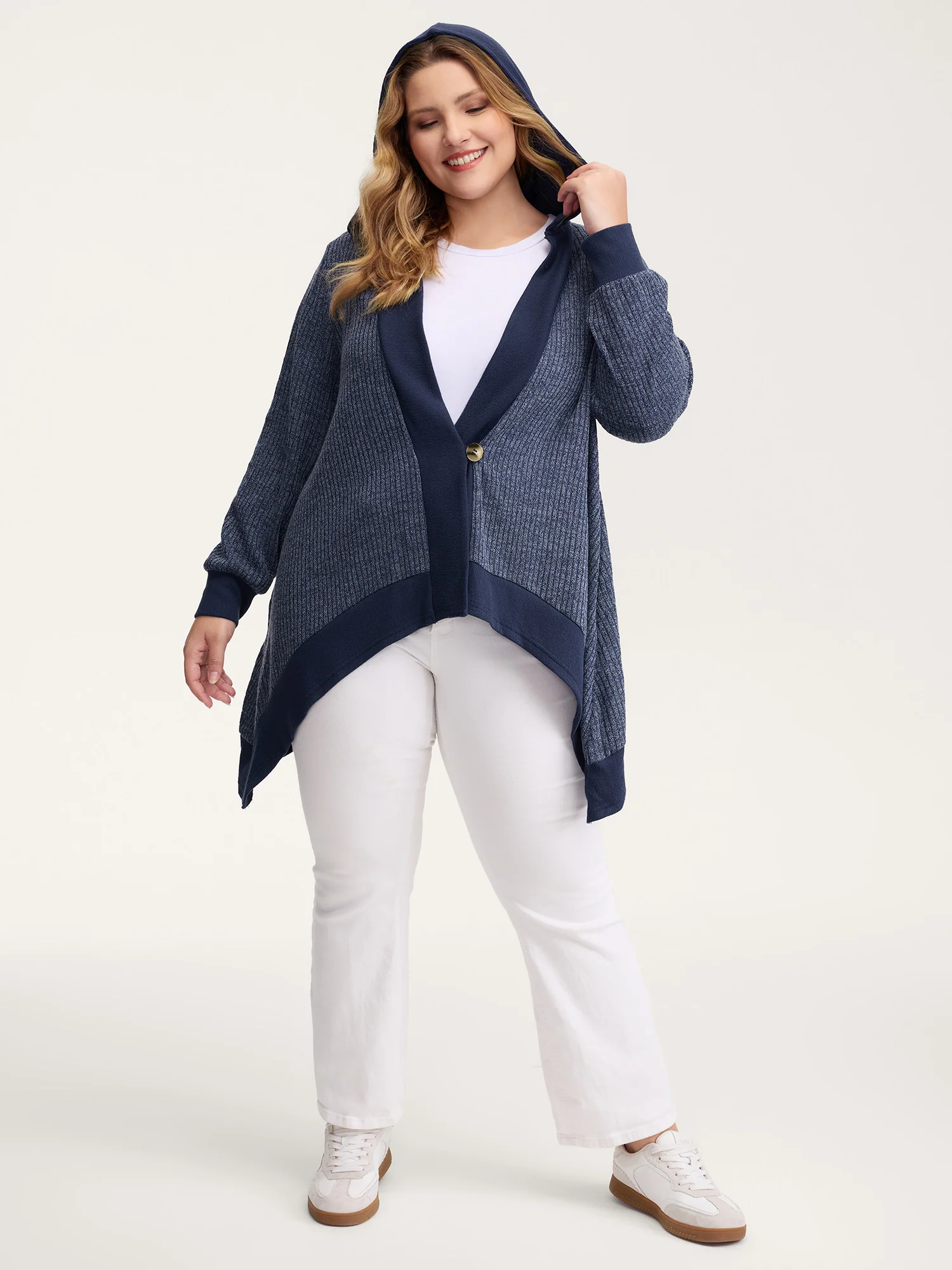 Textured Contrast Edge Hooded Jacket - Image 3