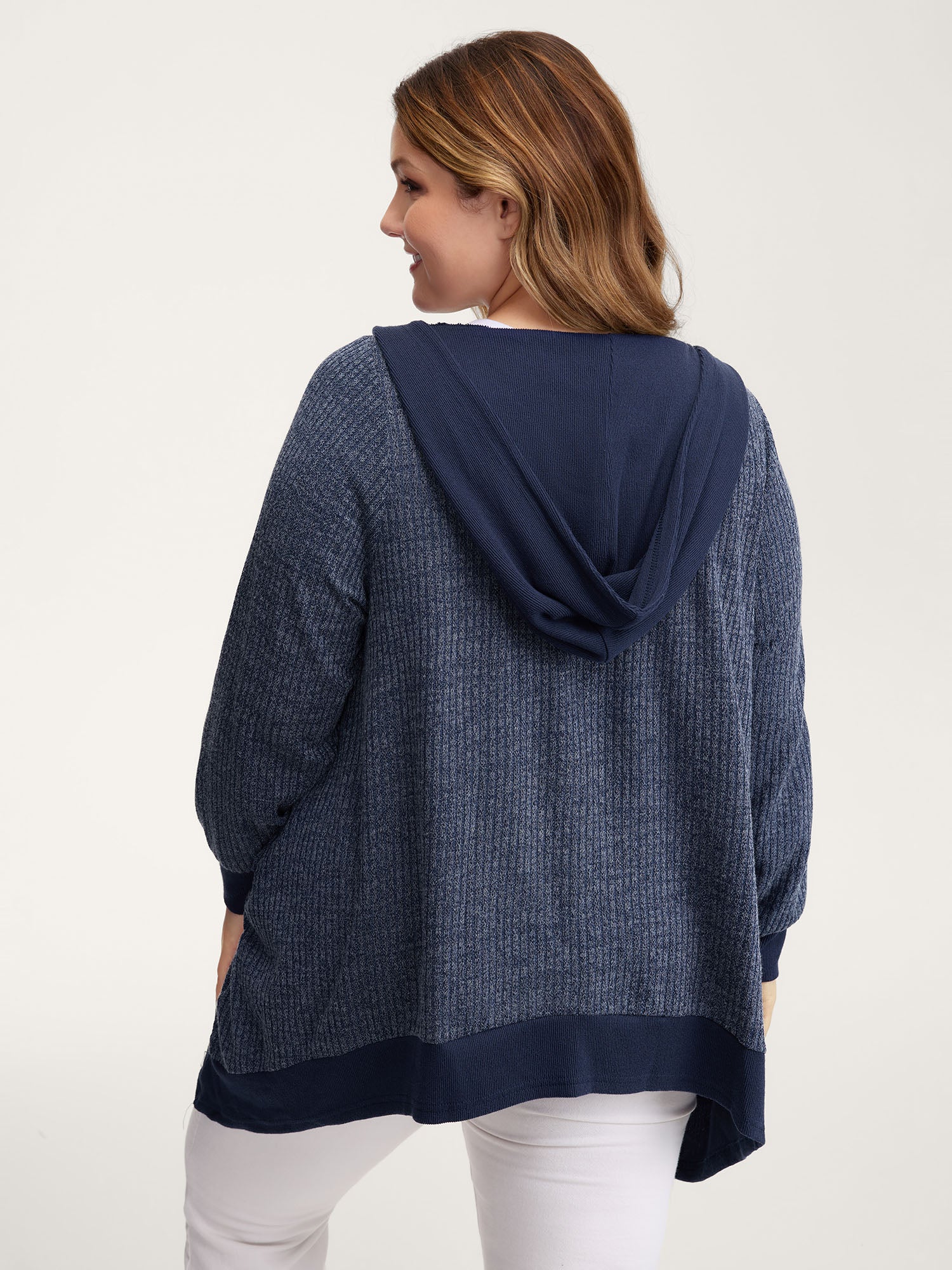 Textured Contrast Edge Hooded Jacket - Image 4