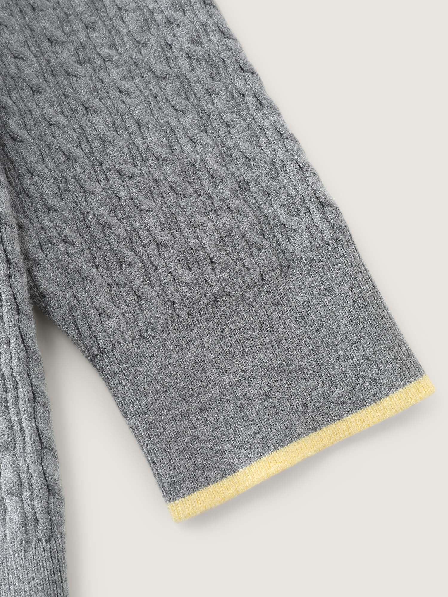 Textured Contrast Hooded Zipper Knit Cardigan - Image 8