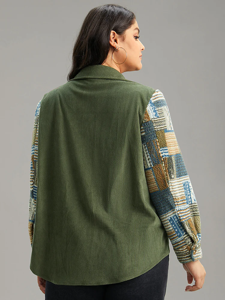 Textured Contrast Patchwork Button Through Jacket - Image 3