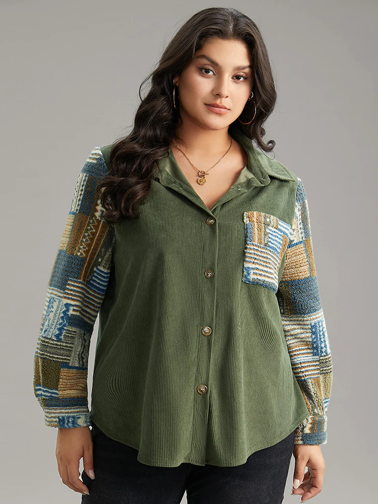 Textured Contrast Patchwork Button Through Jacket - Image 5