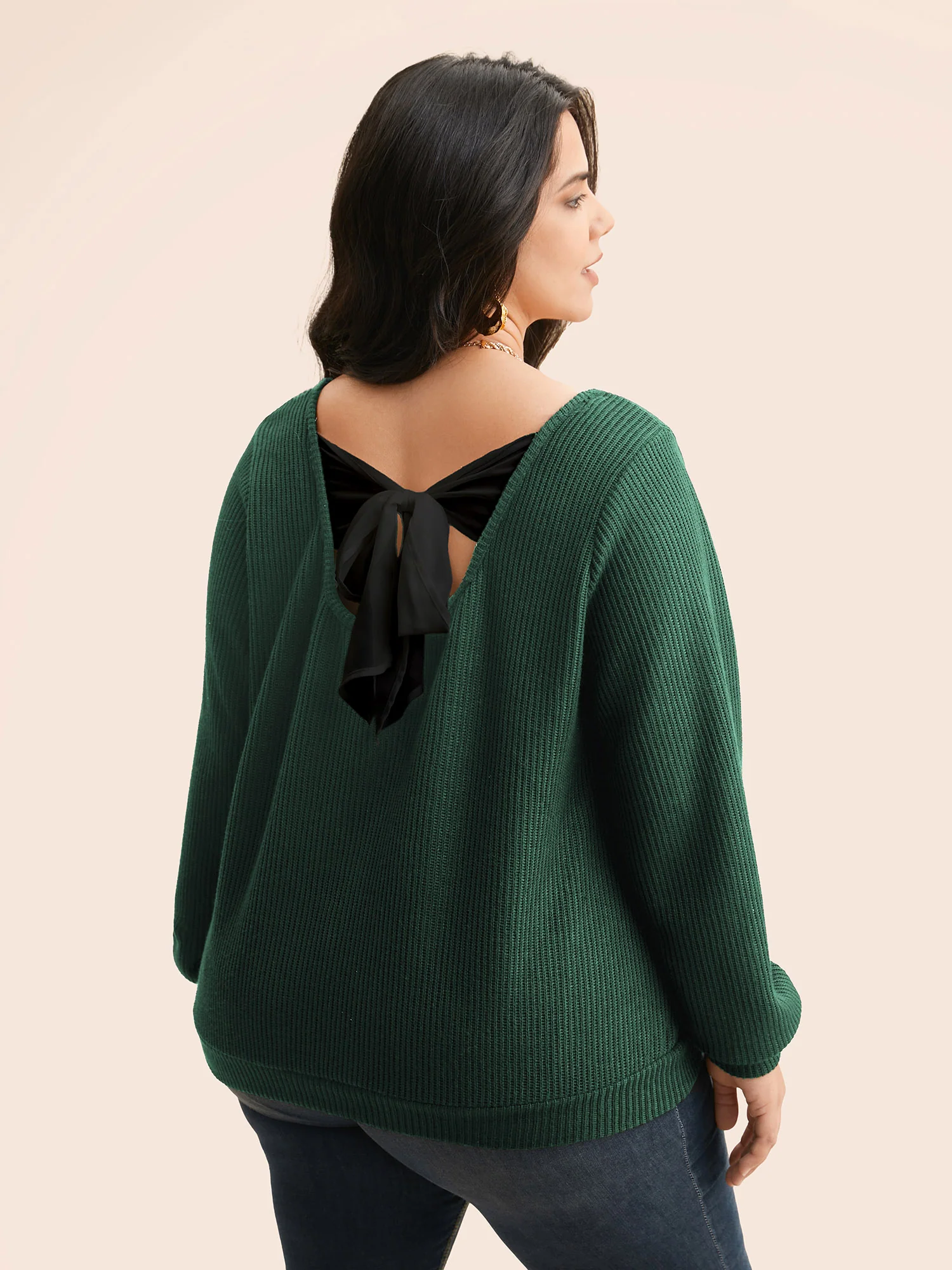Textured Contrast Tie Knot Sweatshirt - Image 15