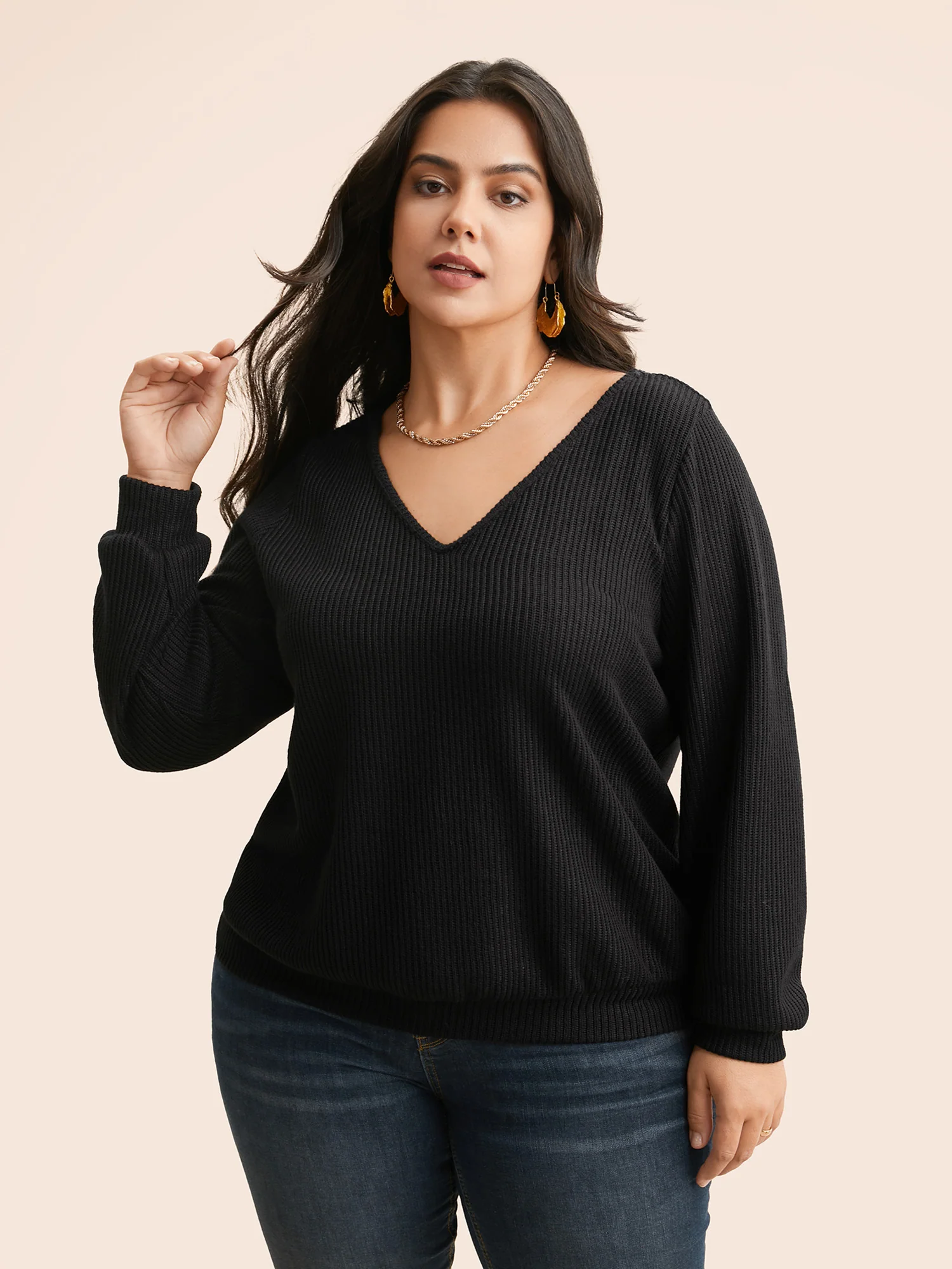 Textured Contrast Tie Knot Sweatshirt - Image 2