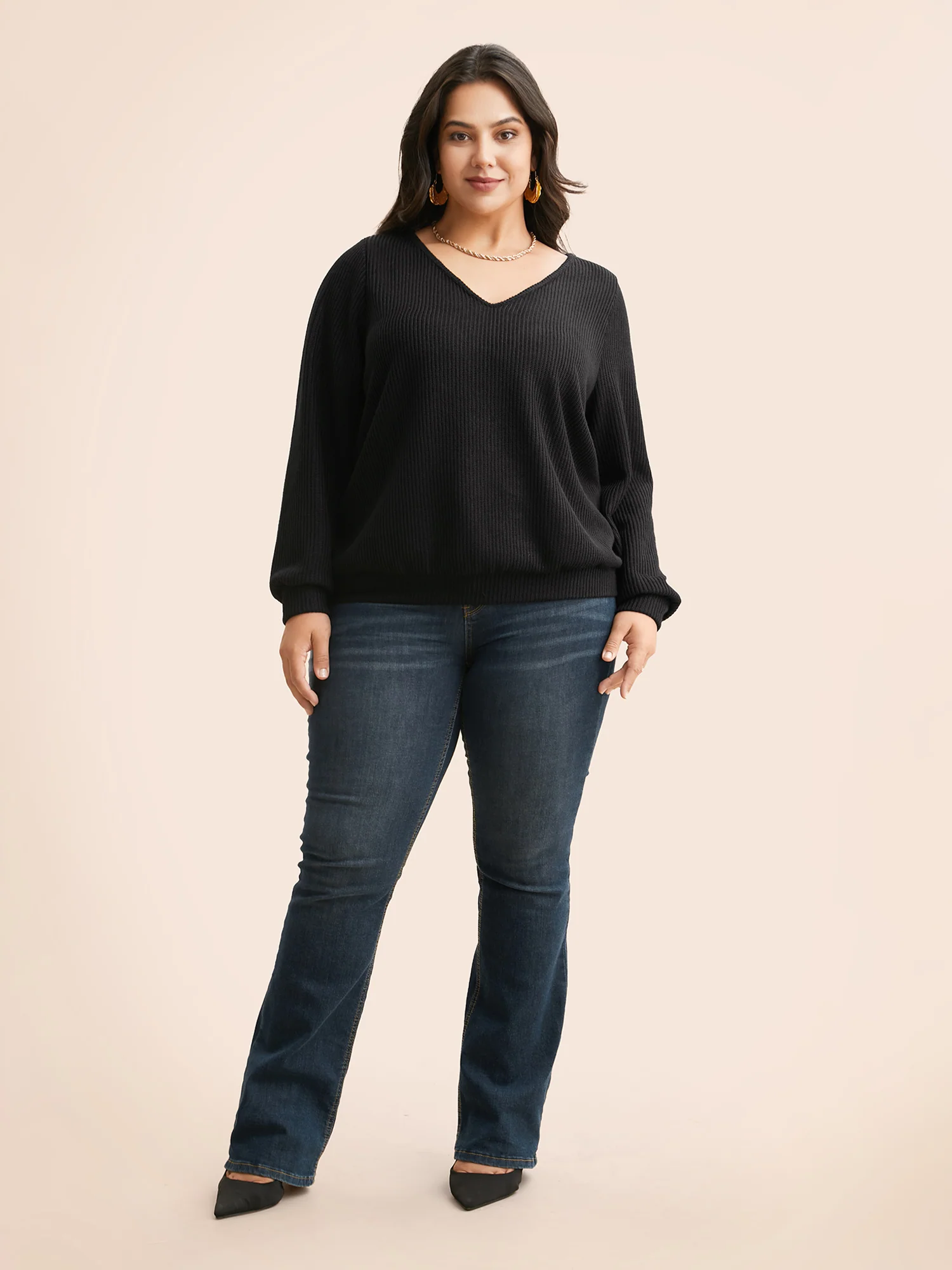 Textured Contrast Tie Knot Sweatshirt - Image 3