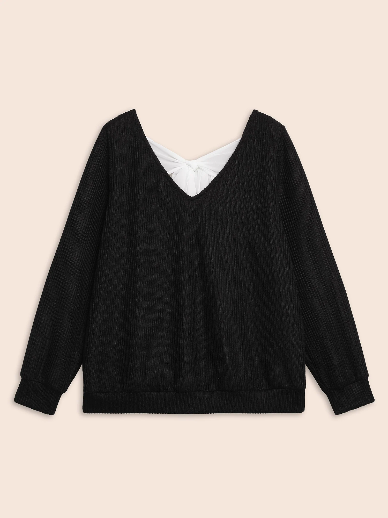 Textured Contrast Tie Knot Sweatshirt - Image 7