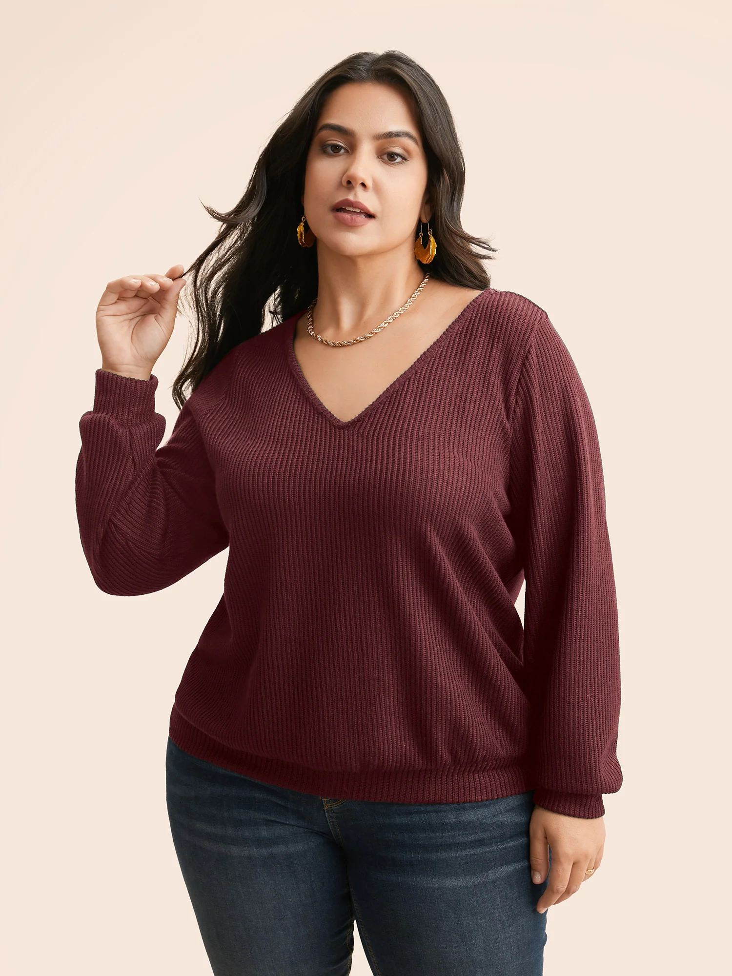 Textured Contrast Tie Knot Sweatshirt - Image 9