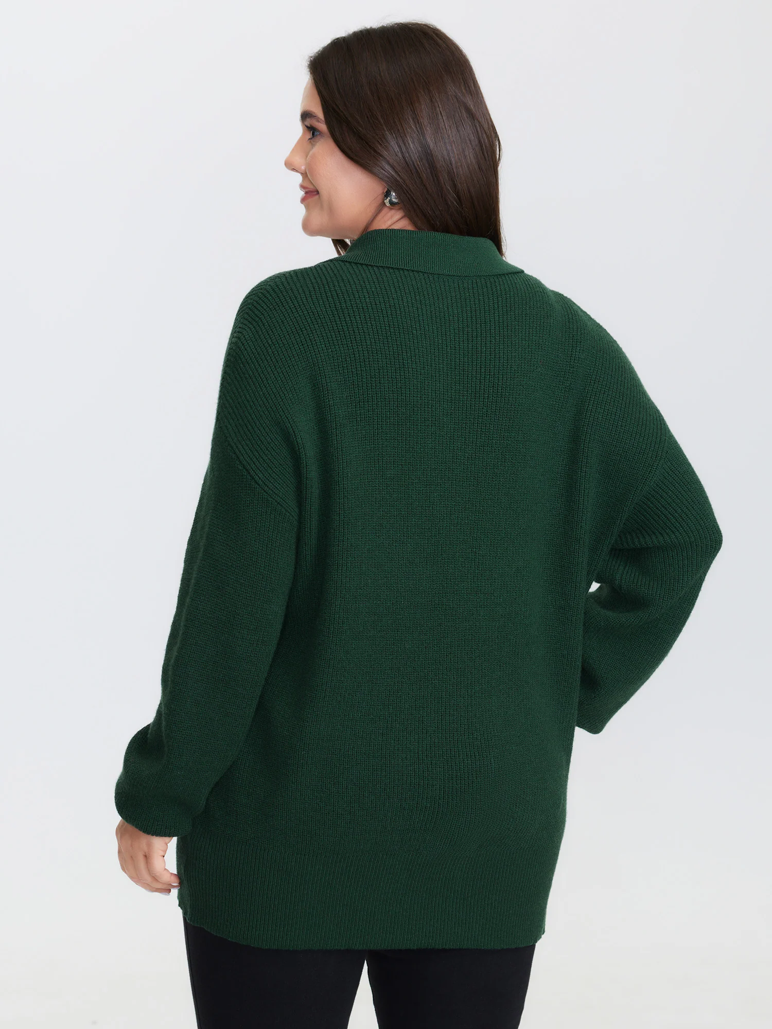 Textured Cross Neck-Tie Ribbed Hem Pullover - Image 4