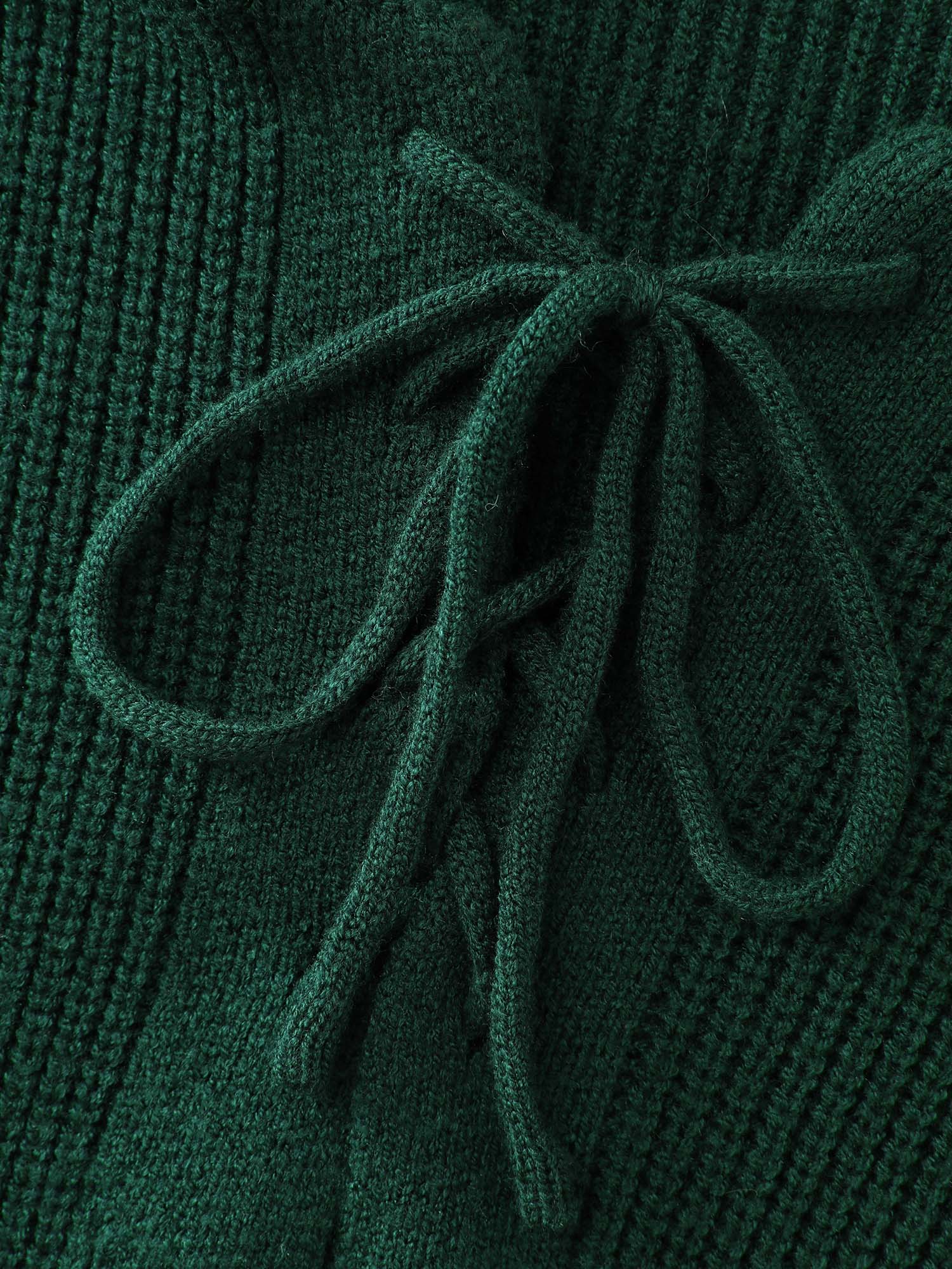 Textured Cross Neck-Tie Ribbed Hem Pullover - Image 5