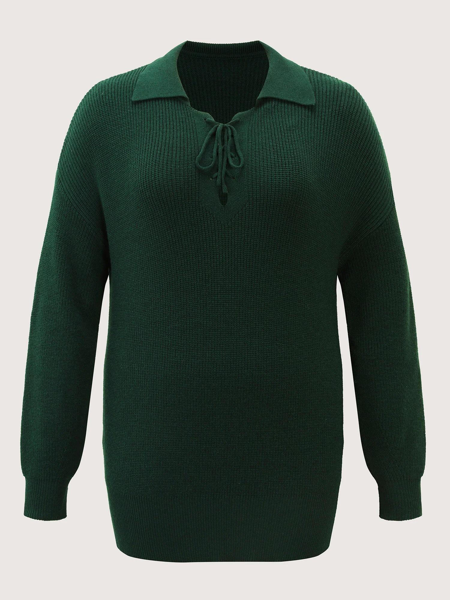 Textured Cross Neck-Tie Ribbed Hem Pullover - Image 7