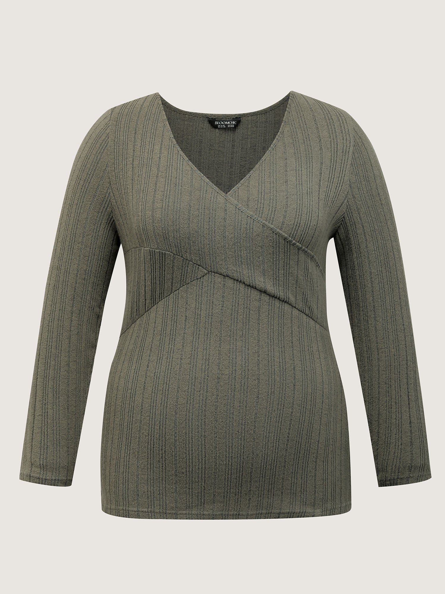 Textured Crossover Bodice Fitted T-Shirt - Image 8