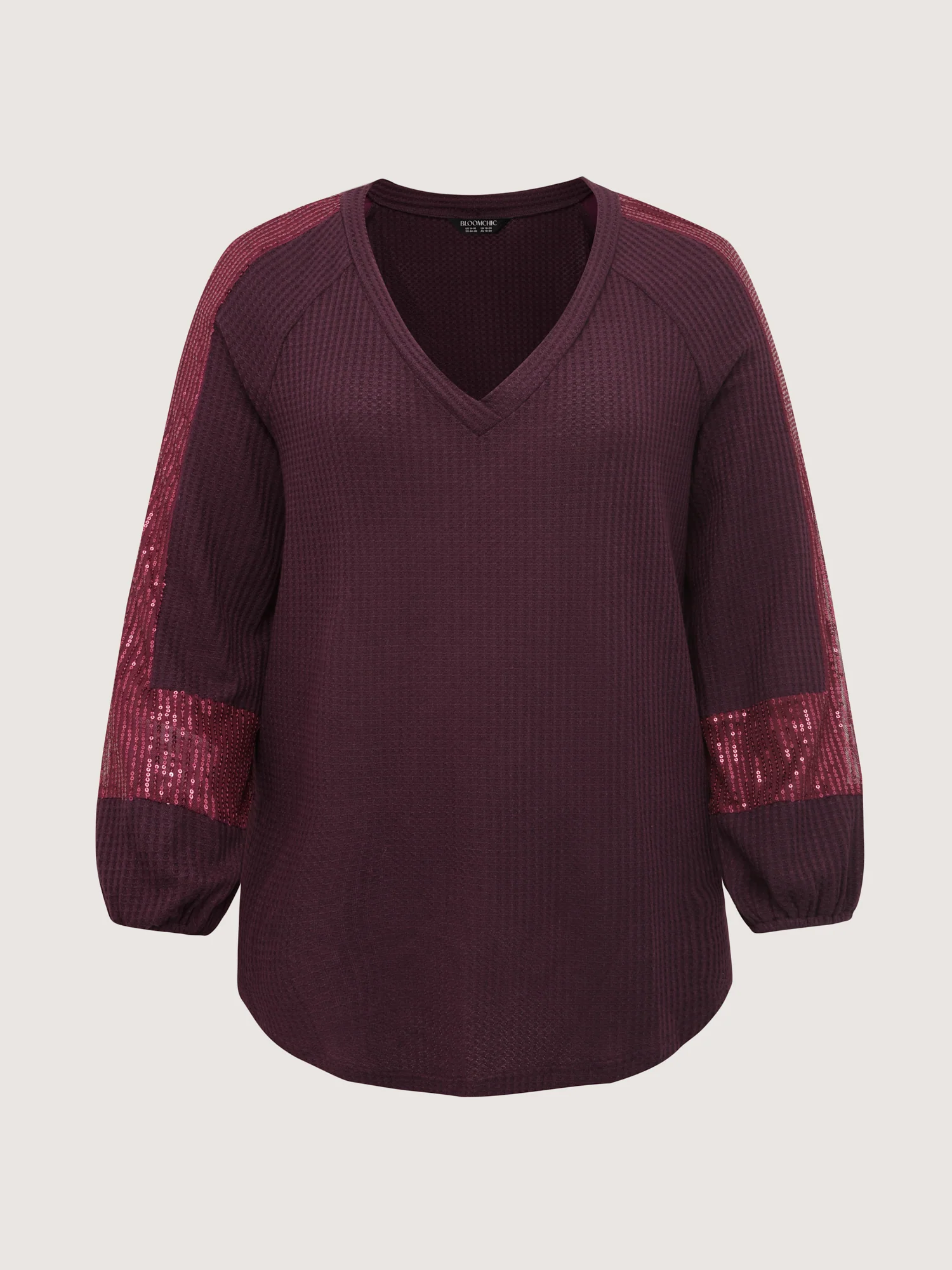 Textured Curvy Hem Relaxed-Fit Spliced T-Shirt - Image 8