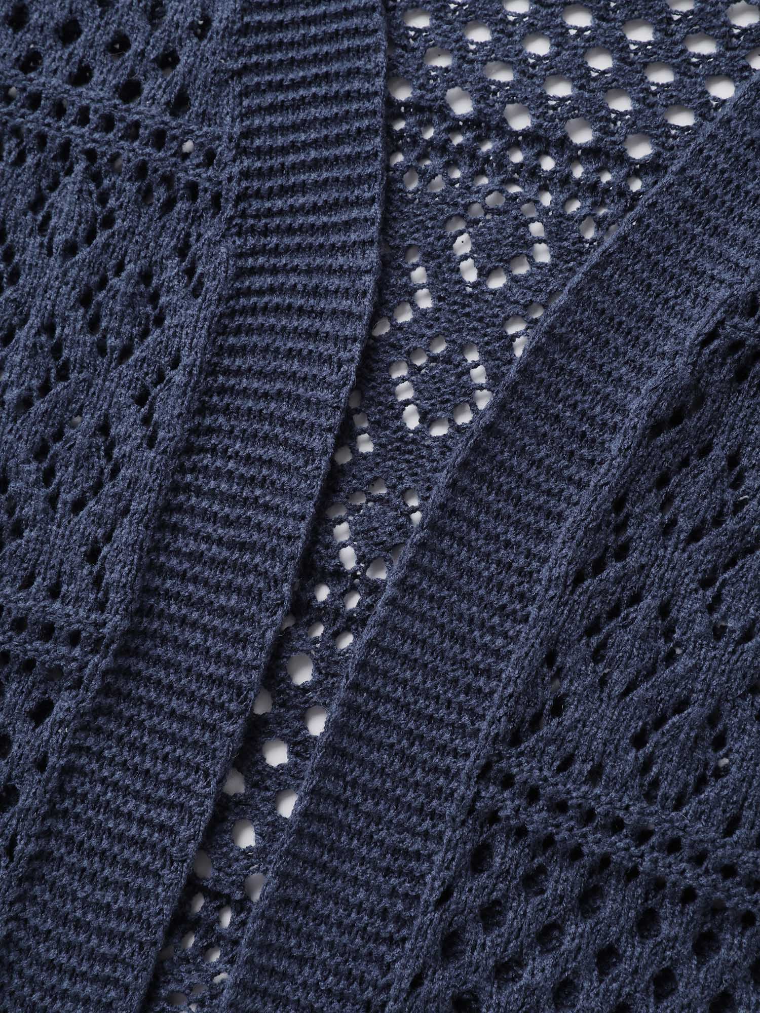 Textured Cut-Out Arc Hem Lightweight Cardigan - Image 6