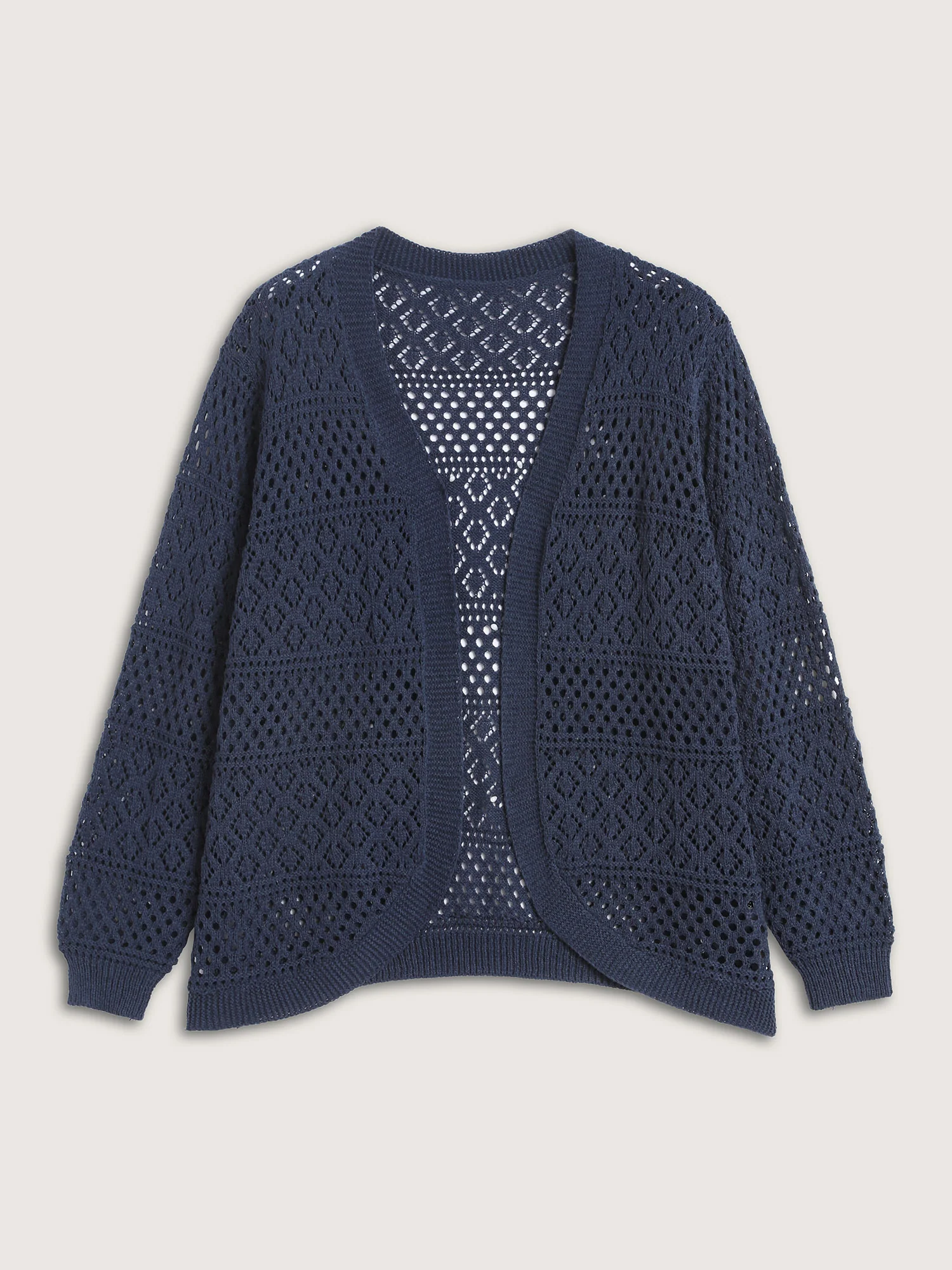 Textured Cut-Out Arc Hem Lightweight Cardigan - Image 7