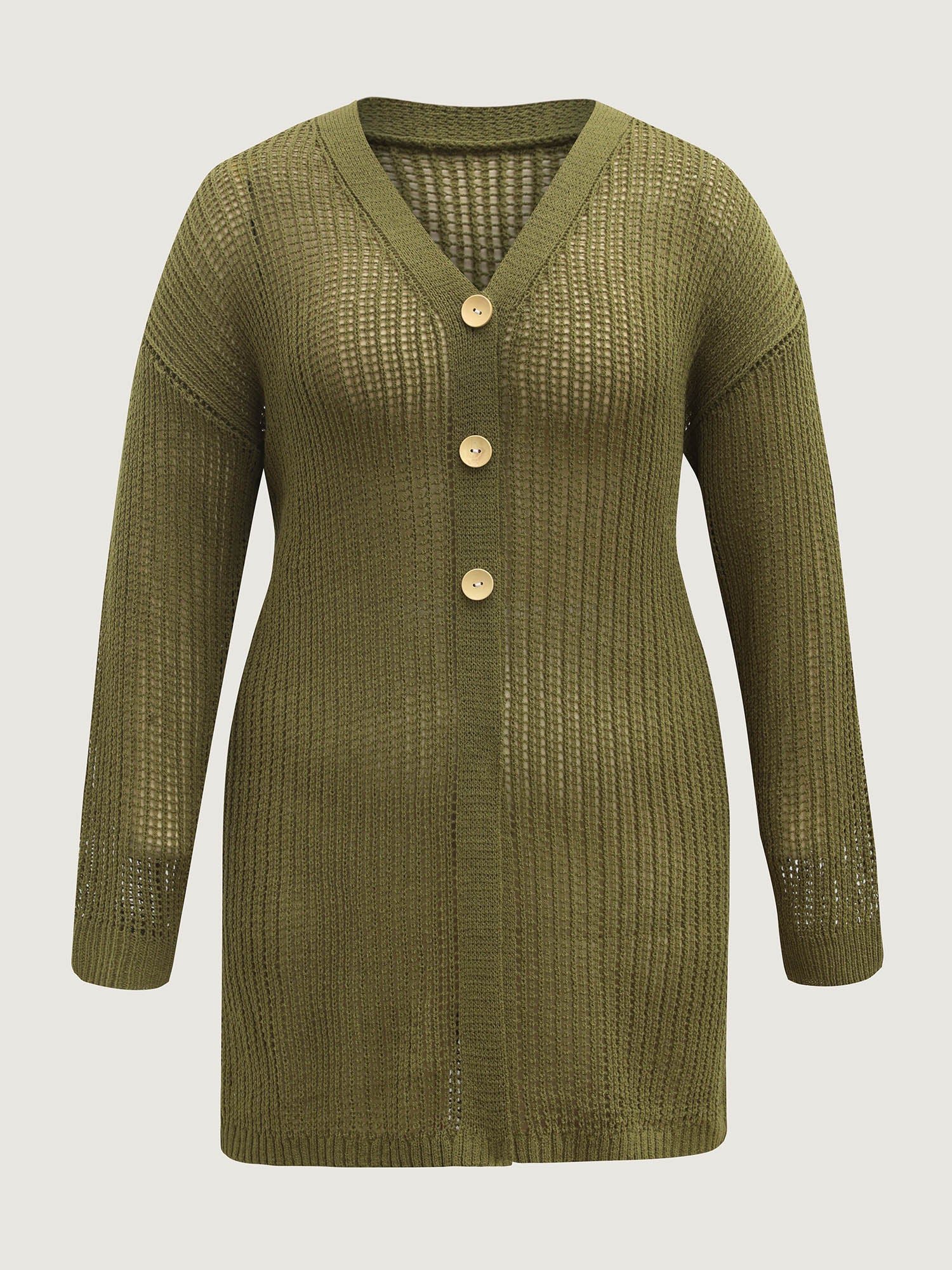 Textured Cut-Out Button Detail Cardigan - Image 8
