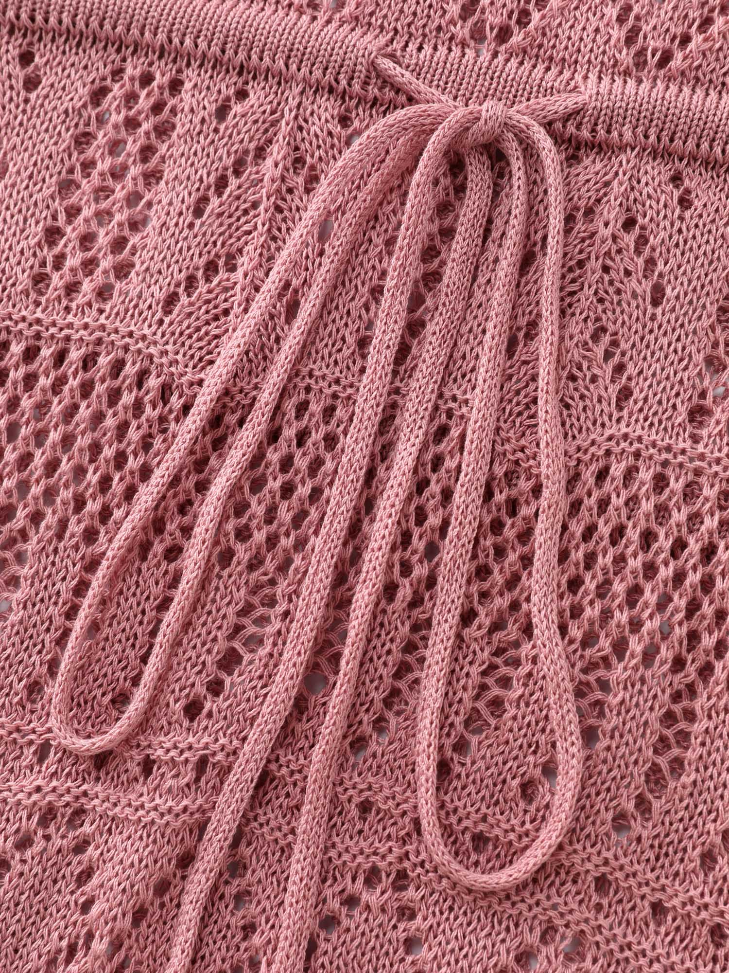 Textured Cut-Out Drawstring Swim Cover-Up - Image 5