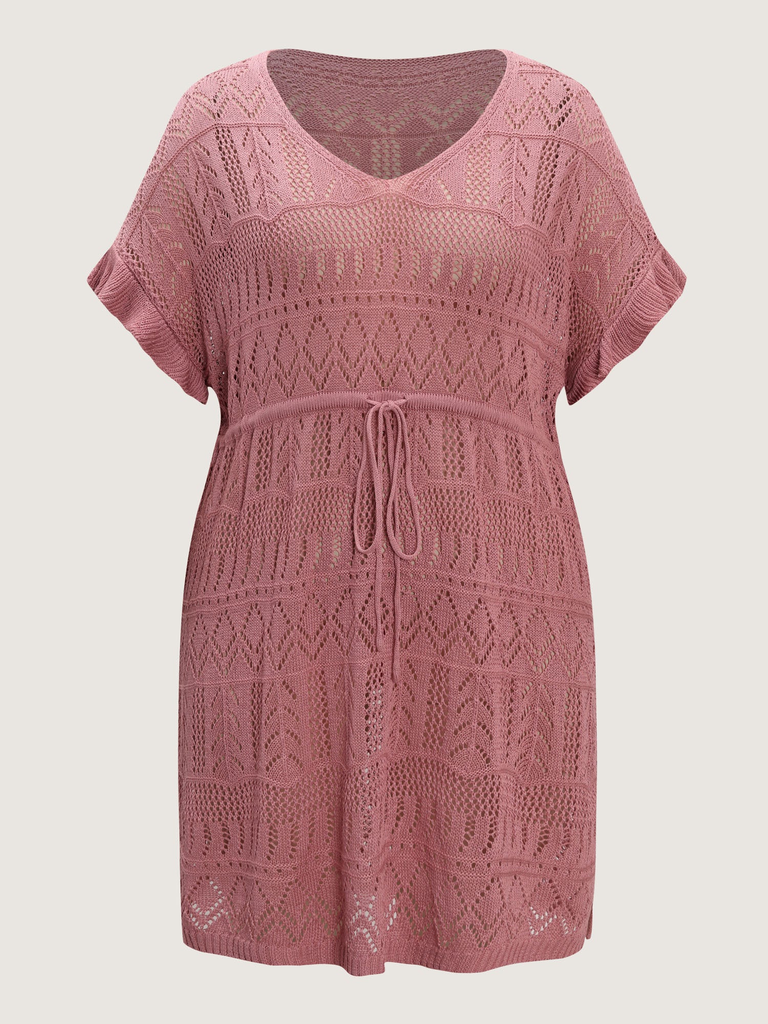 Textured Cut-Out Drawstring Swim Cover-Up - Image 7