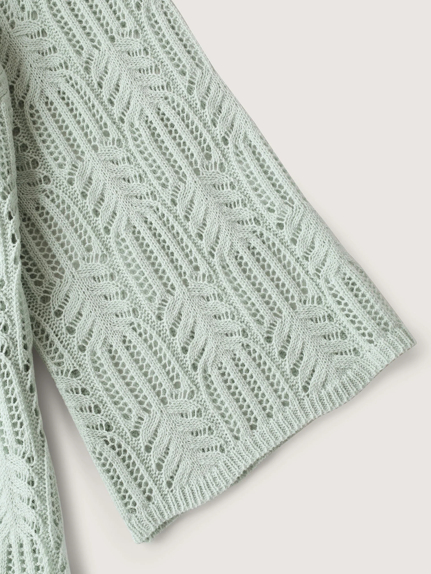 Textured Cut-Out Flared Sleeve Lightweight Pullover - Image 7