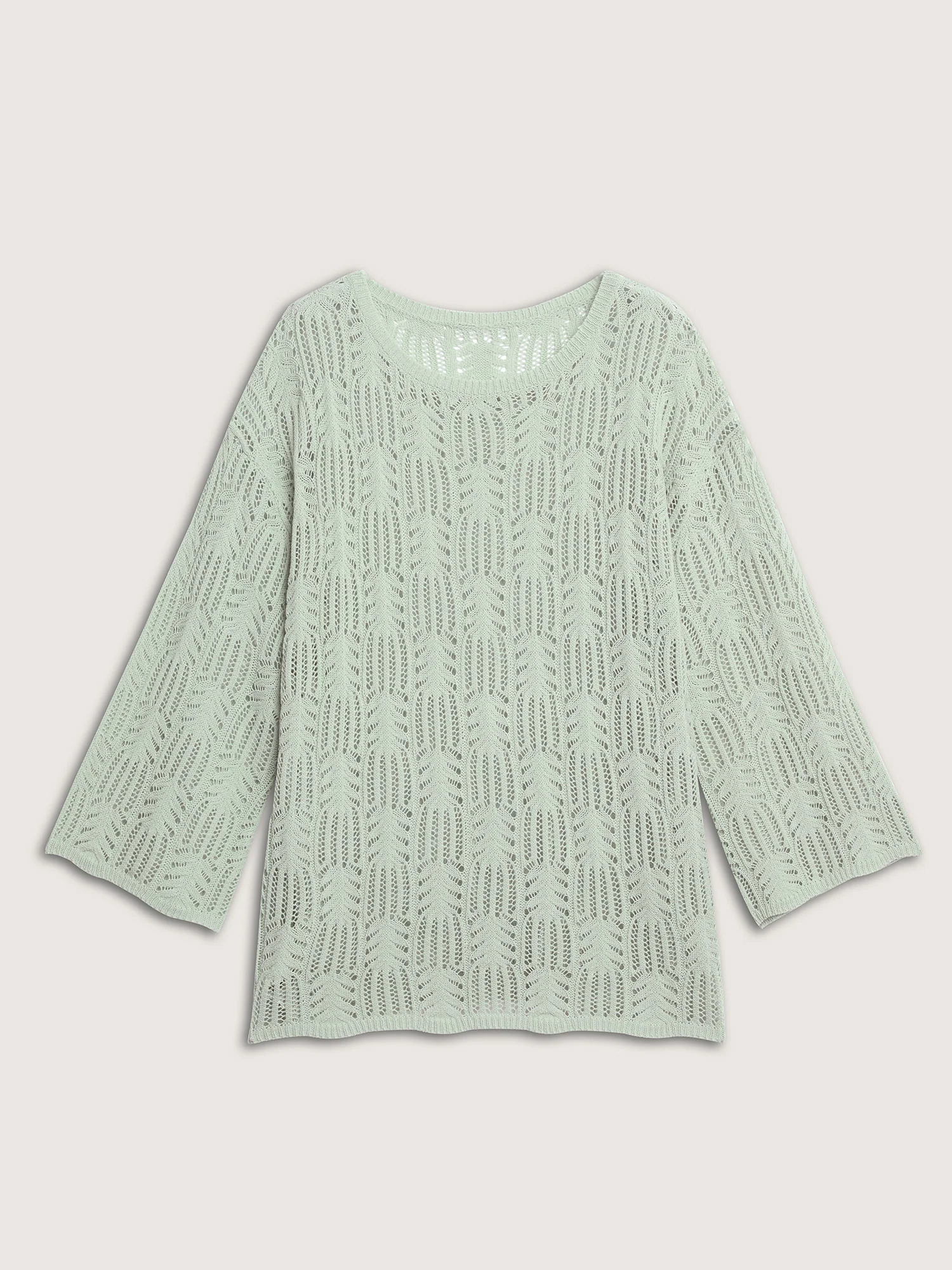 Textured Cut-Out Flared Sleeve Lightweight Pullover - Image 8
