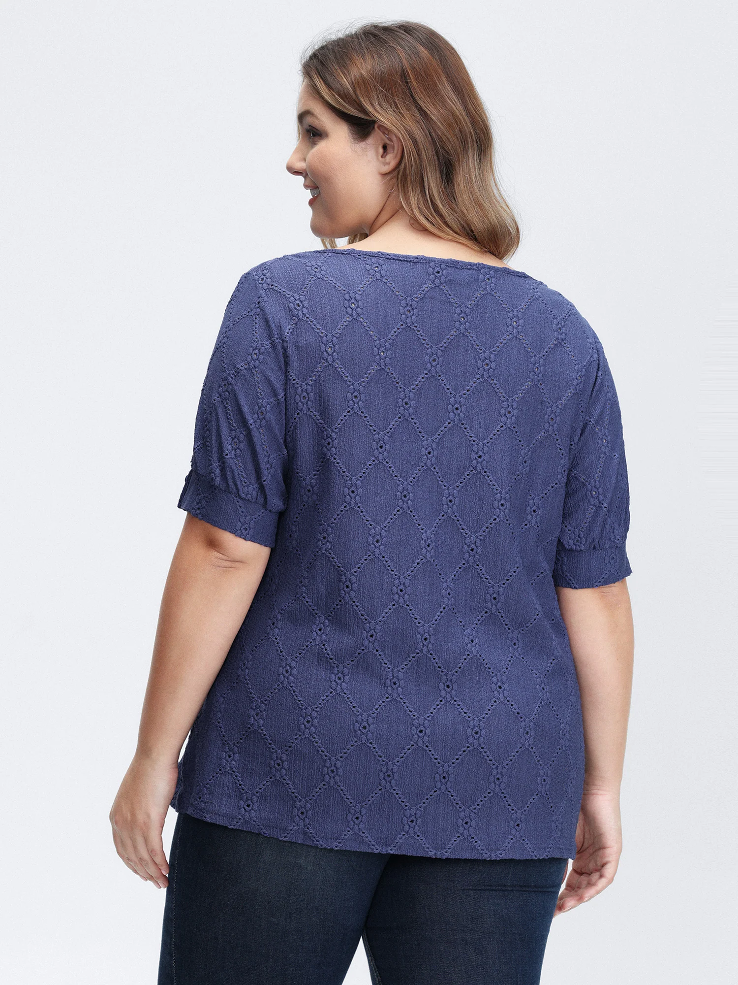 Textured Cut-Out Neckline T-Shirt - Image 4