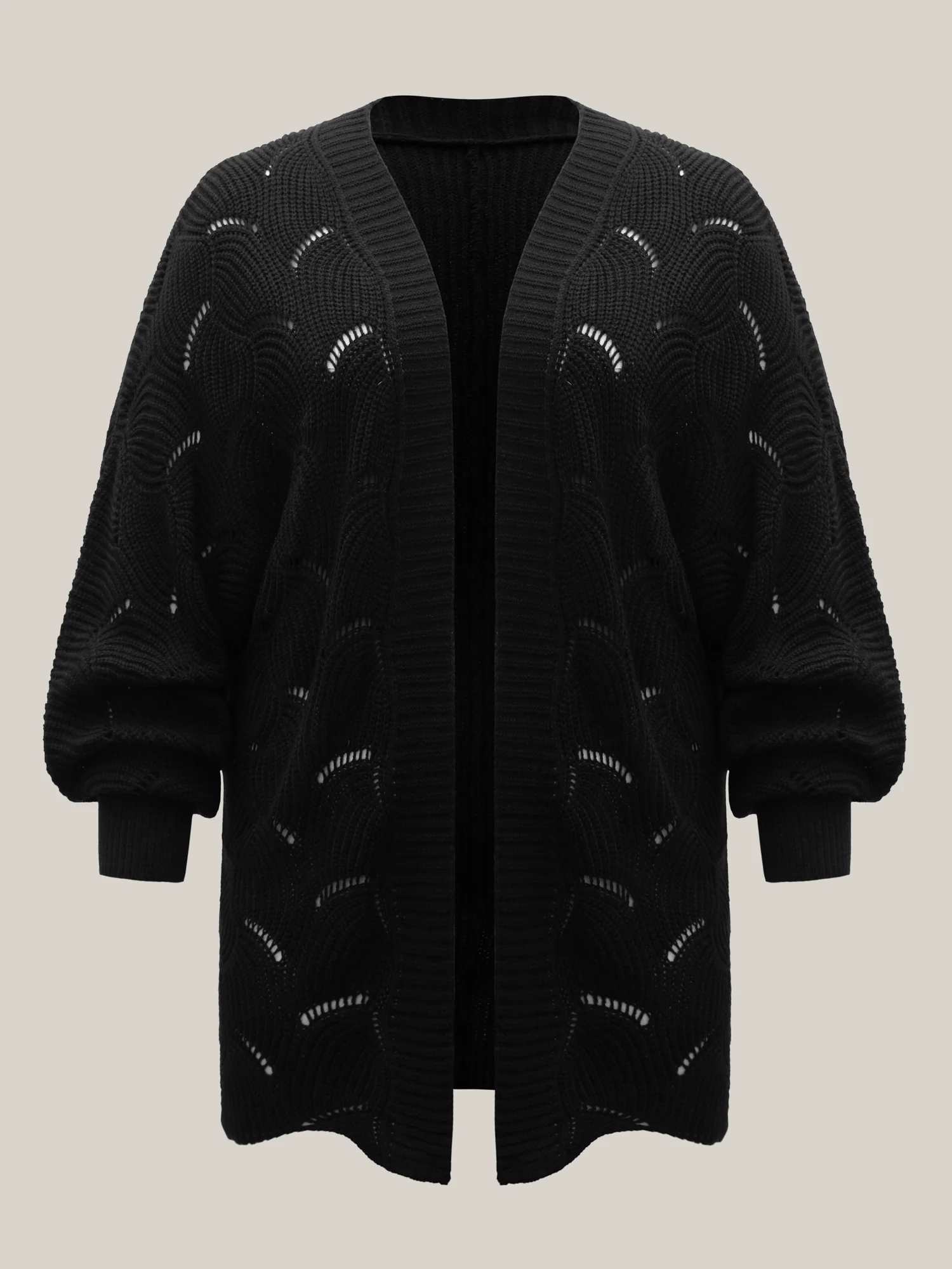 Textured Cut-Out Open-Front Cardigan - Image 8