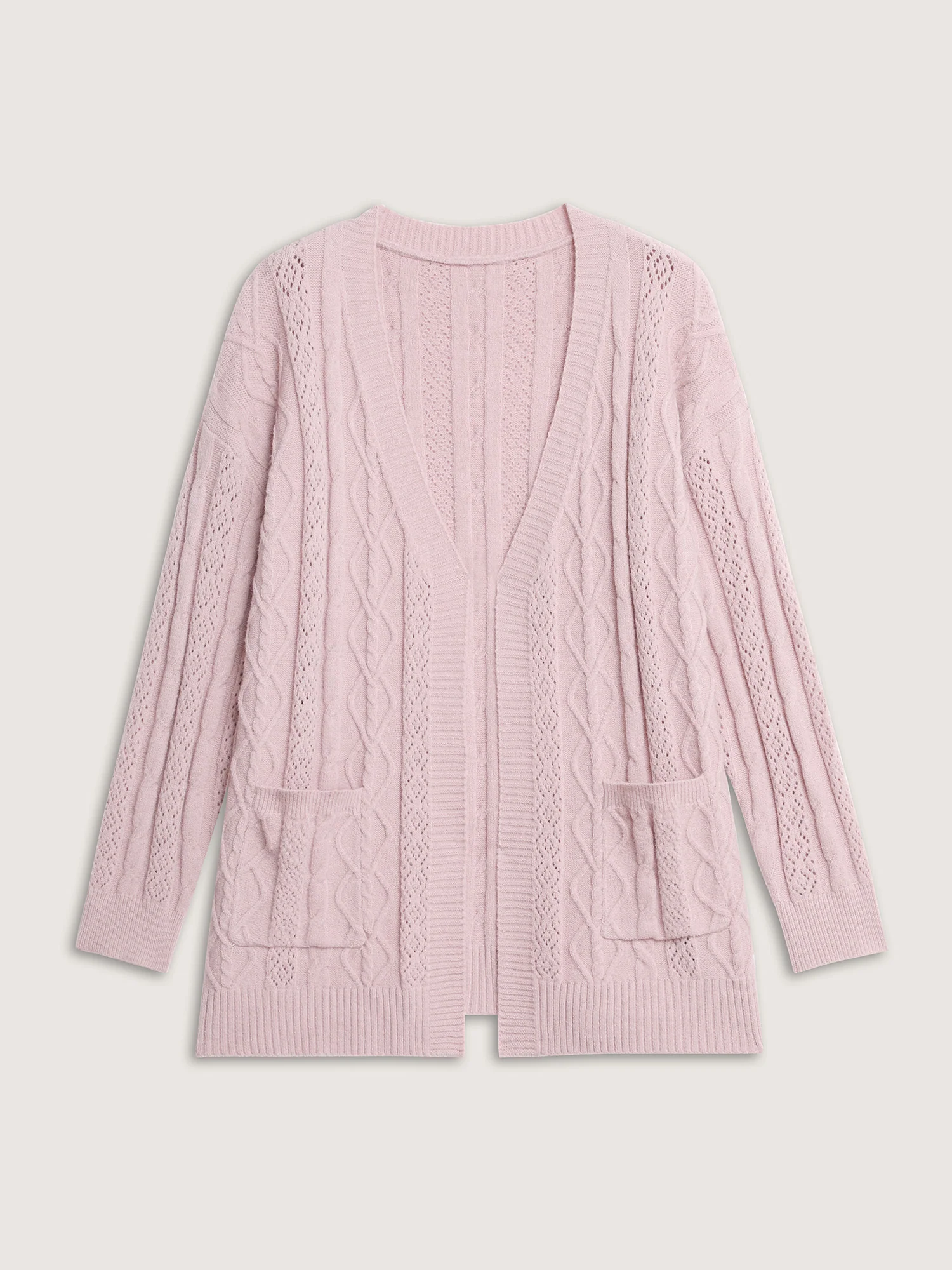 Textured Cut-Out Open-Front Knit Cardigan - Image 9