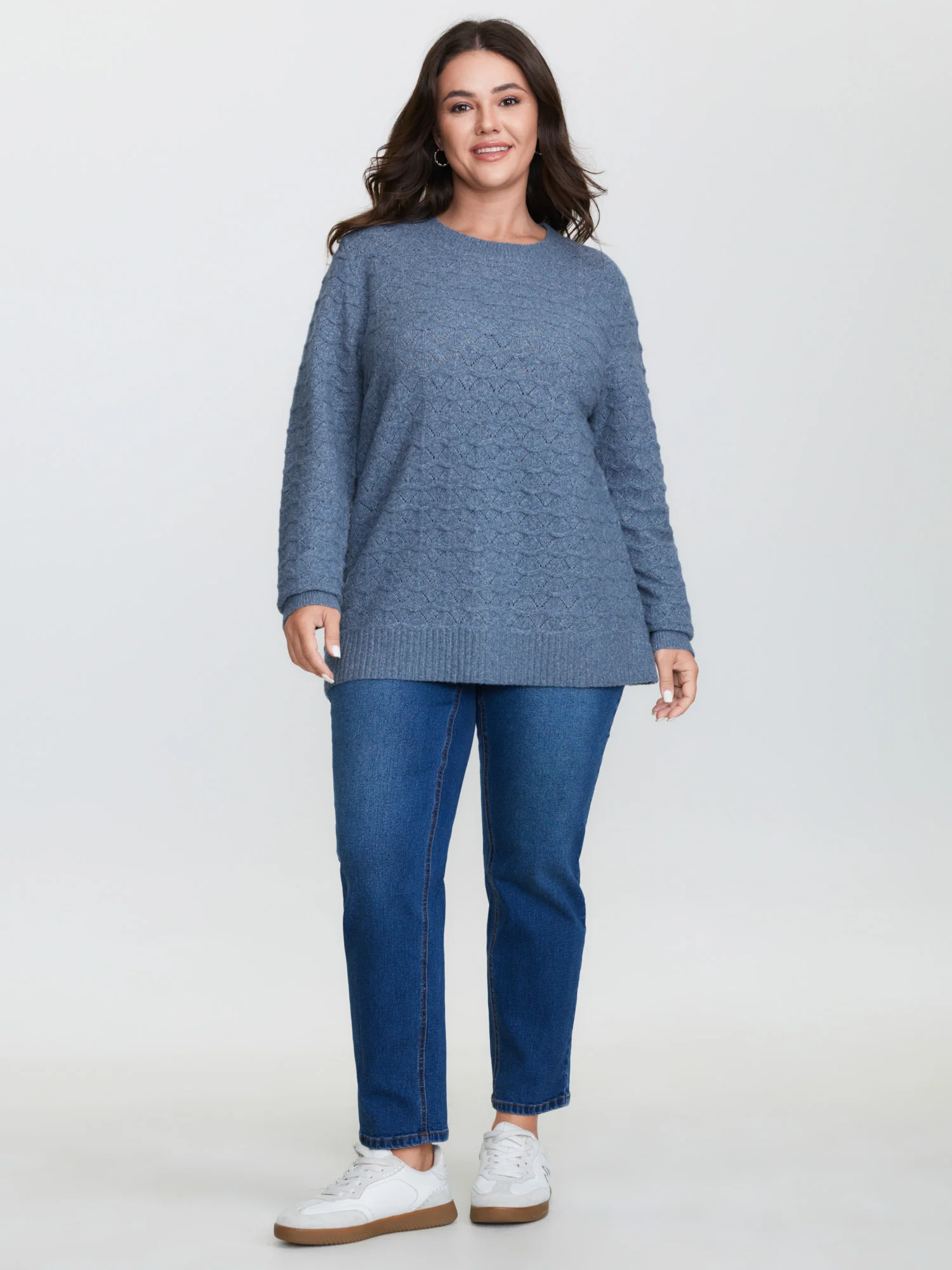 Textured Cut-Out Ribbed Hem Knit Cardigan - Image 3
