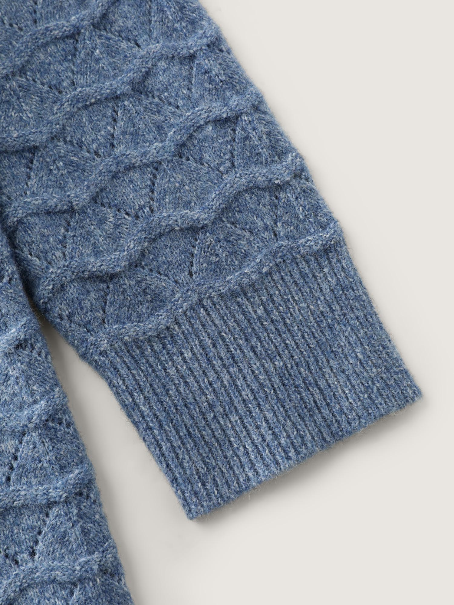 Textured Cut-Out Ribbed Hem Knit Cardigan - Image 6