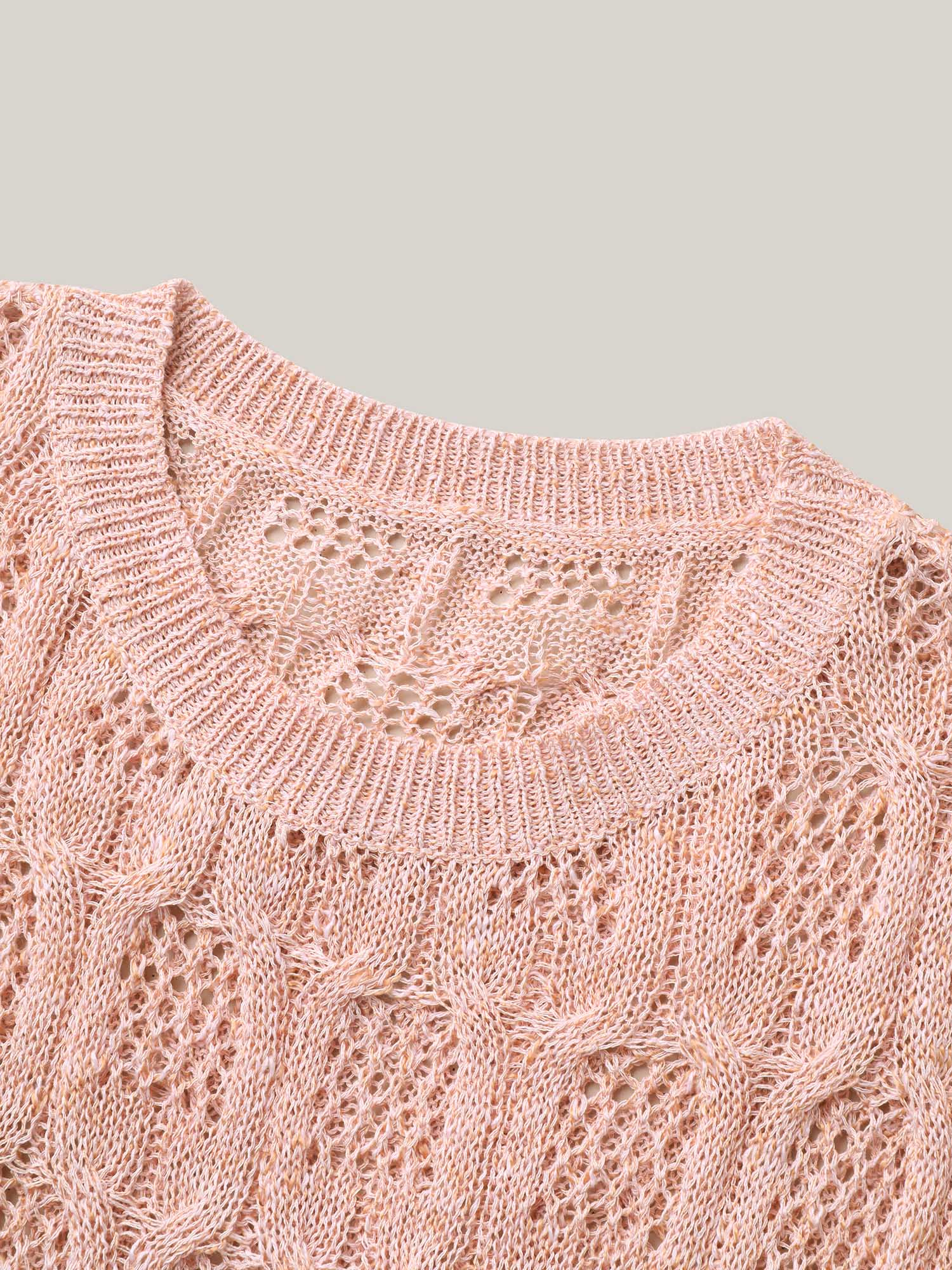 Textured Cut-Out Ribbed Hem Pullover - Image 5