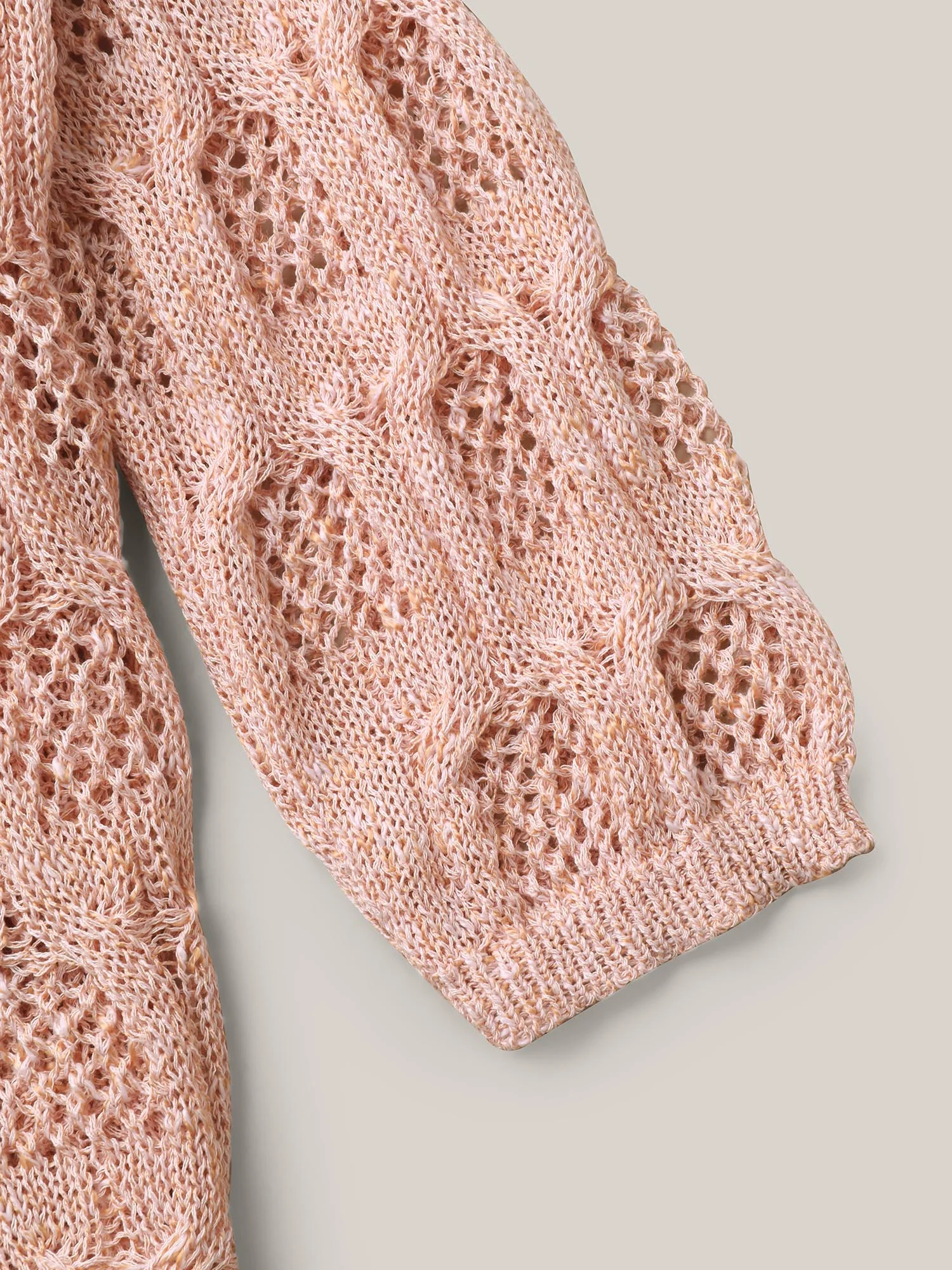 Textured Cut-Out Ribbed Hem Pullover - Image 6