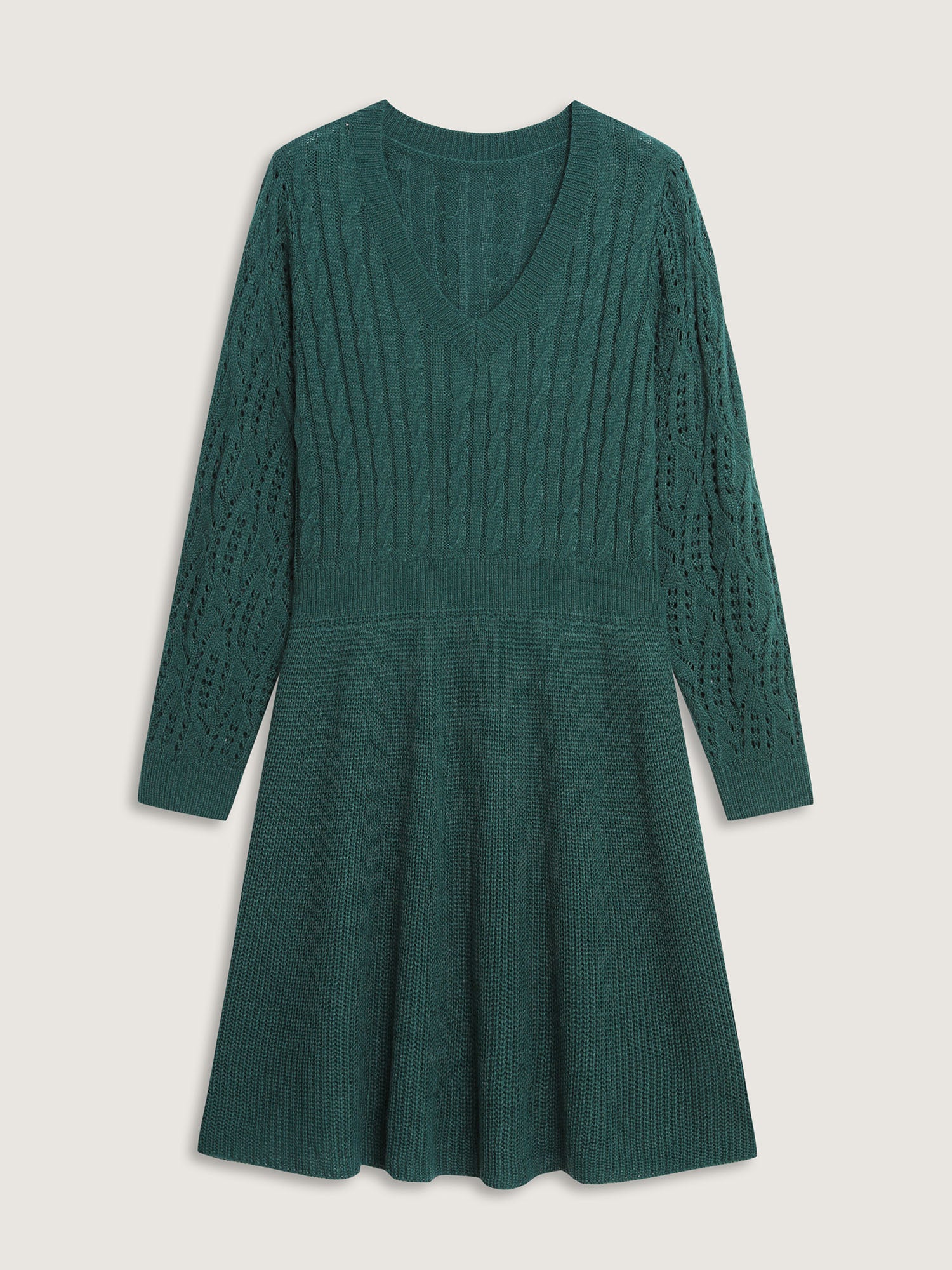 Textured Cut-Out Sleeve Sweater Midi Dress - Image 5