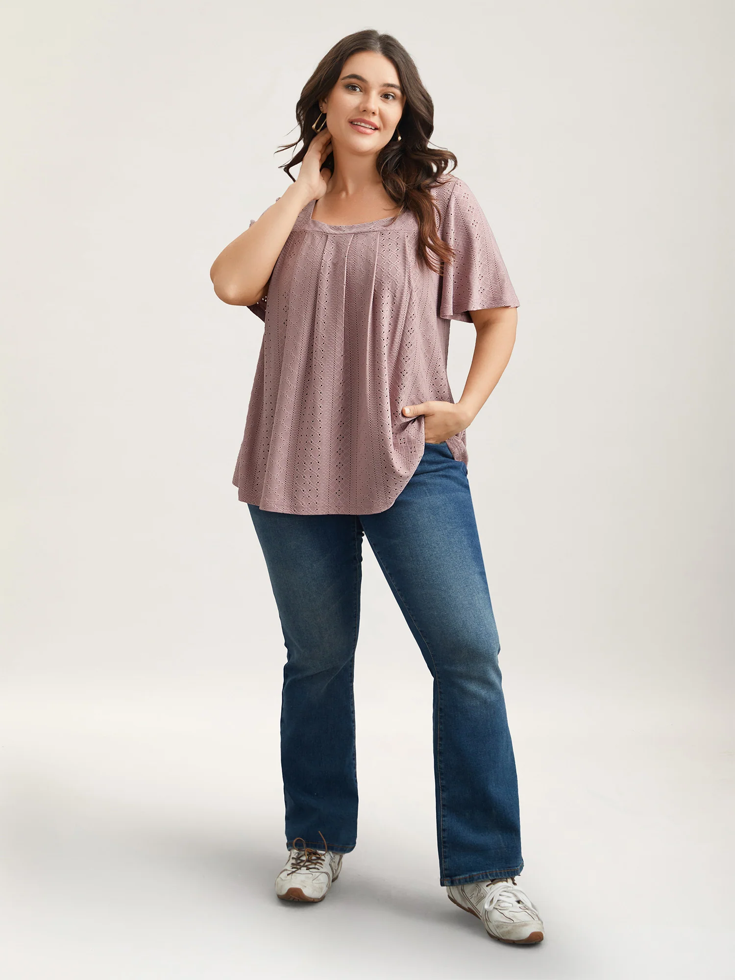 Textured Cut-Out Square Neck Shirt - Image 3
