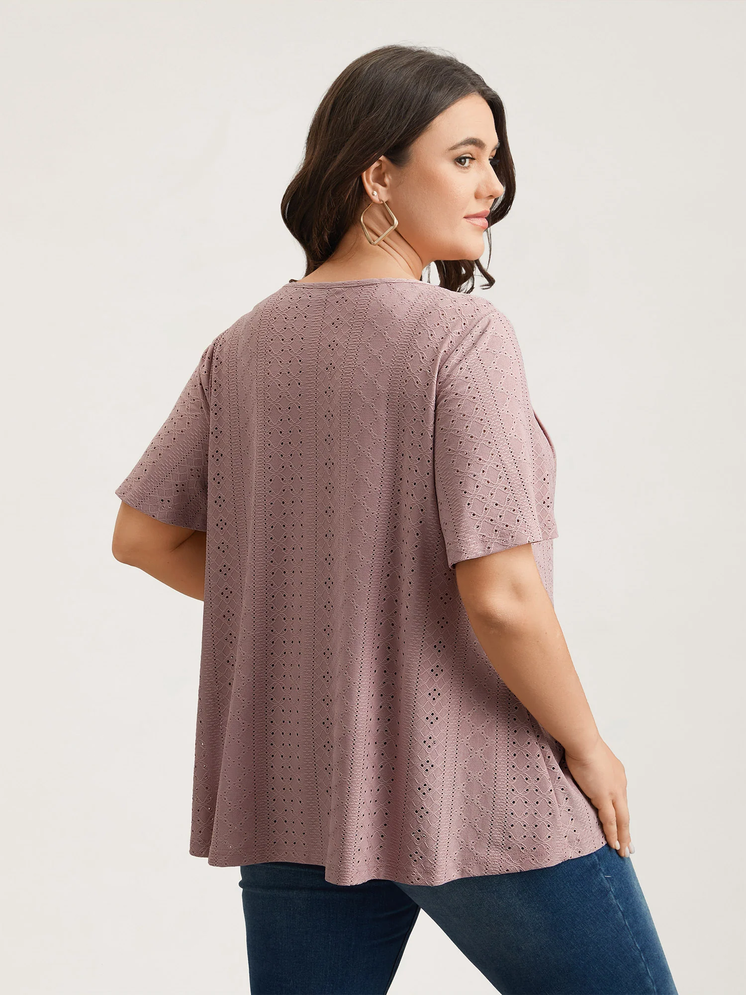 Textured Cut-Out Square Neck Shirt - Image 6