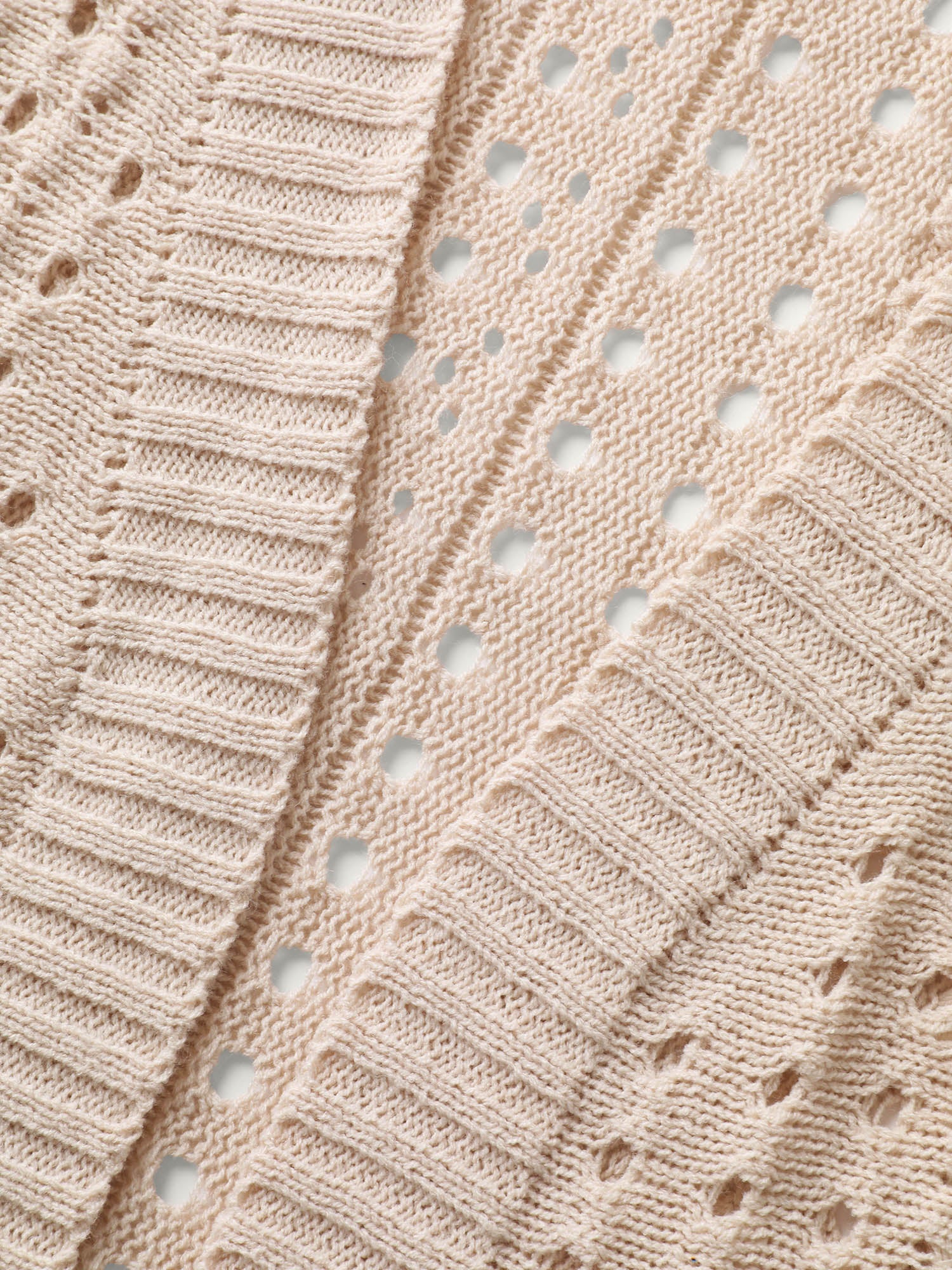 Textured Cut-Out Striped Knit Cardigan - Image 7