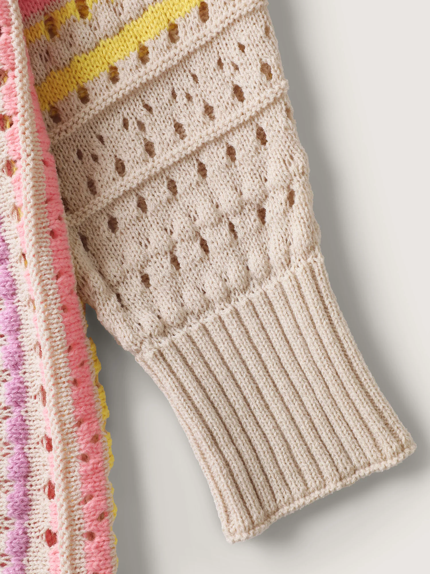 Textured Cut-Out Striped Knit Cardigan - Image 8