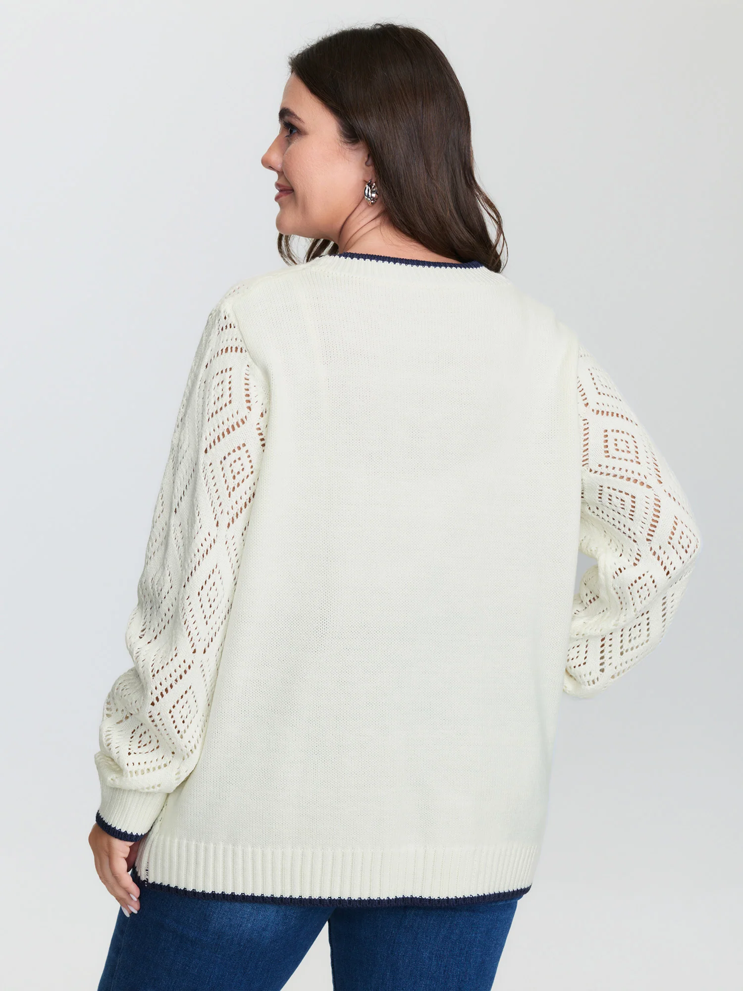 Textured Cut-Out Tie-Front Knit Cardigan - Image 4