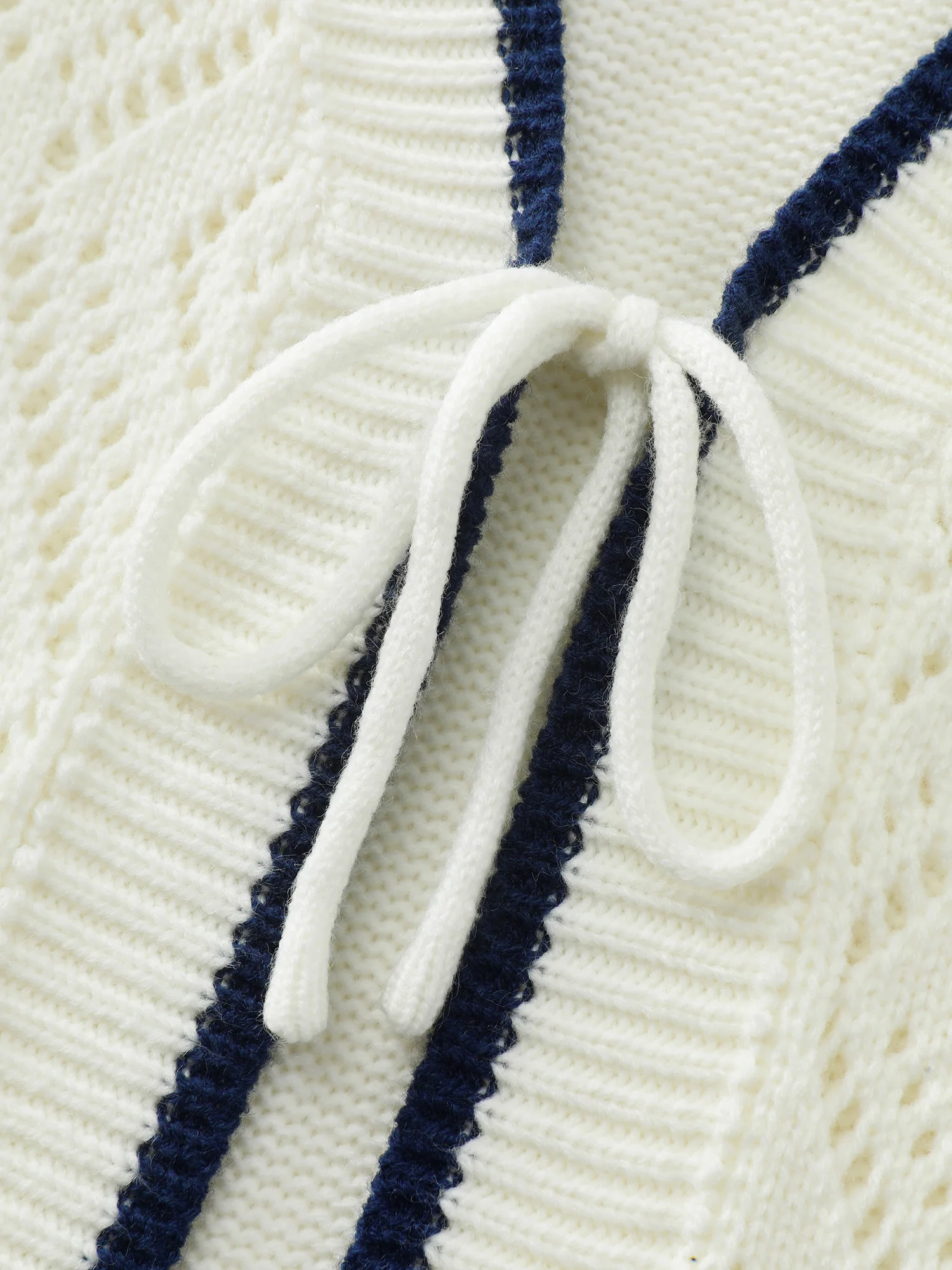 Textured Cut-Out Tie-Front Knit Cardigan - Image 5