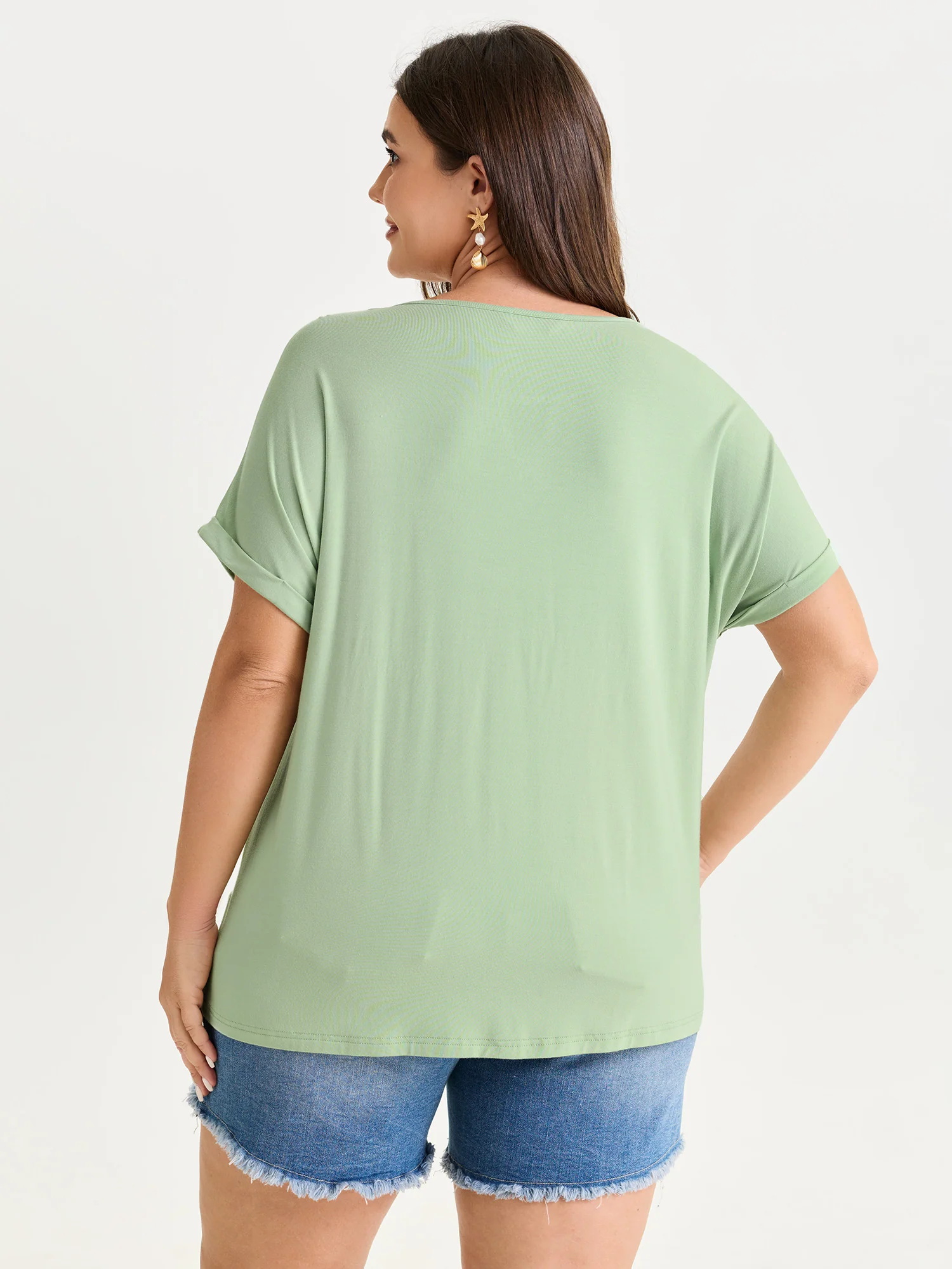 Textured Cut Out V-Neck T-Shirt - Image 4