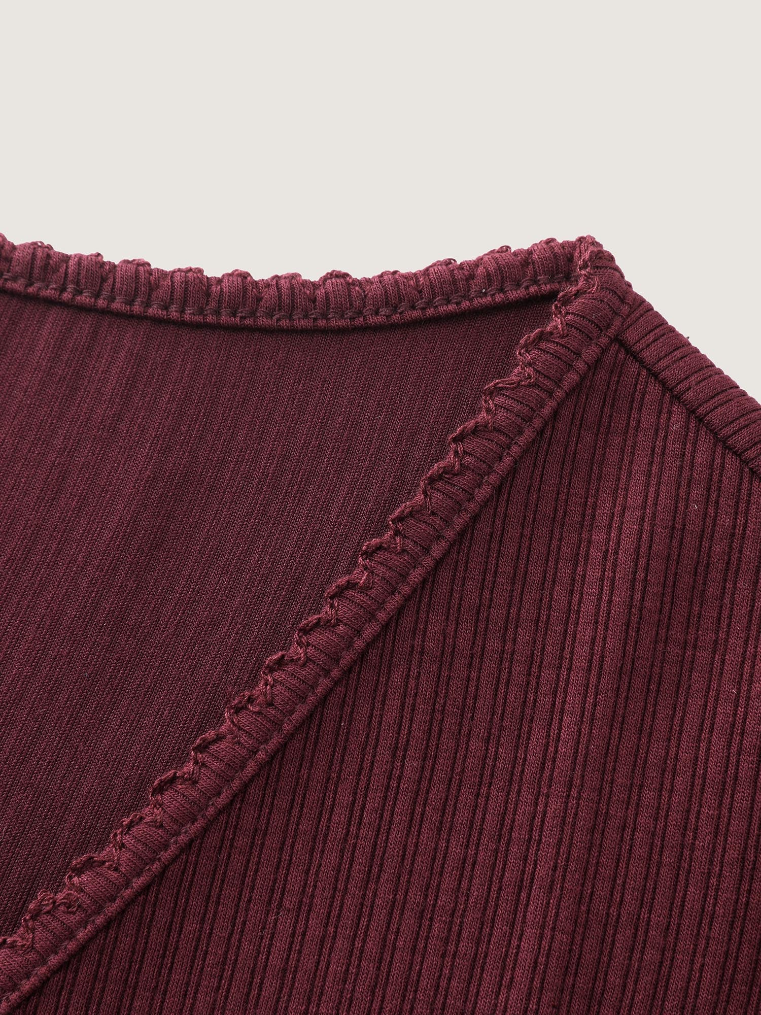 Textured Deep V-Neck Fitted T-Shirt - Image 6