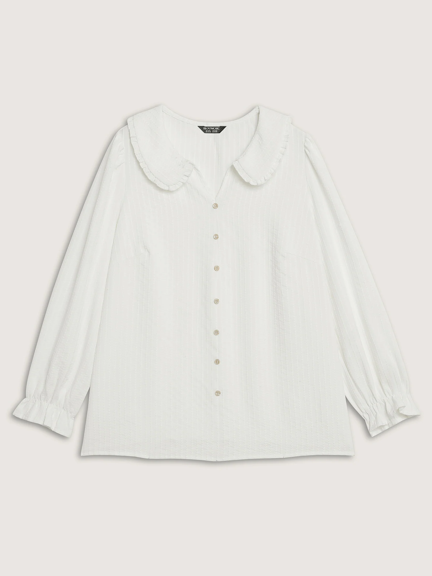 Textured Doll-Collar Button Detail Blouse - Image 8