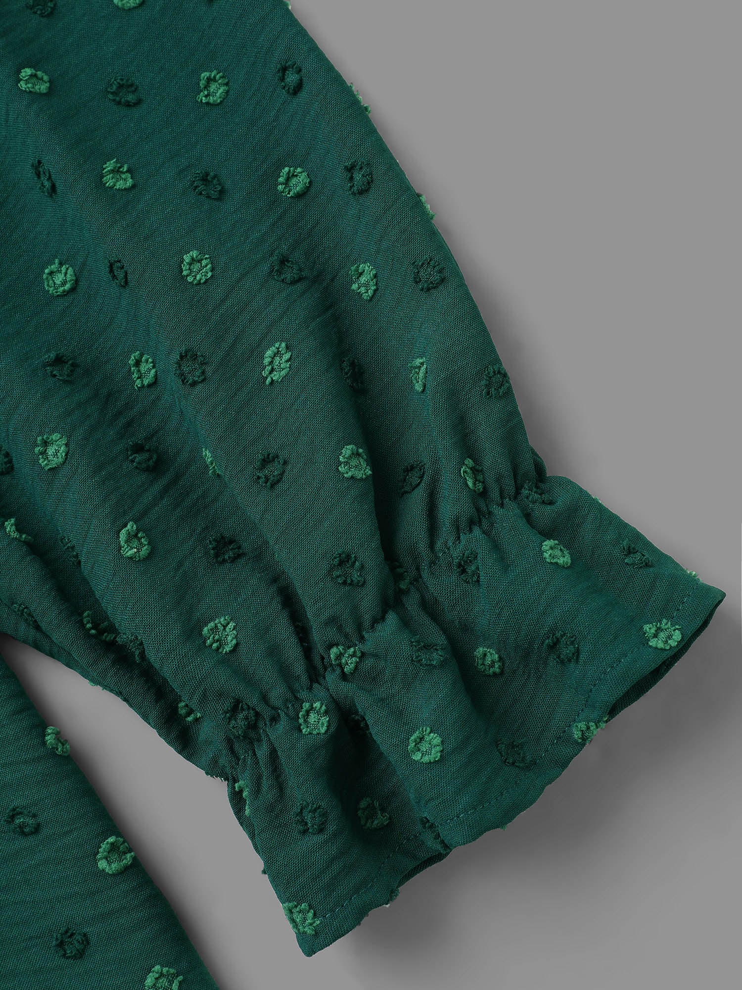 Textured Dot Elastic Cuffs A-line Blouse - Image 11