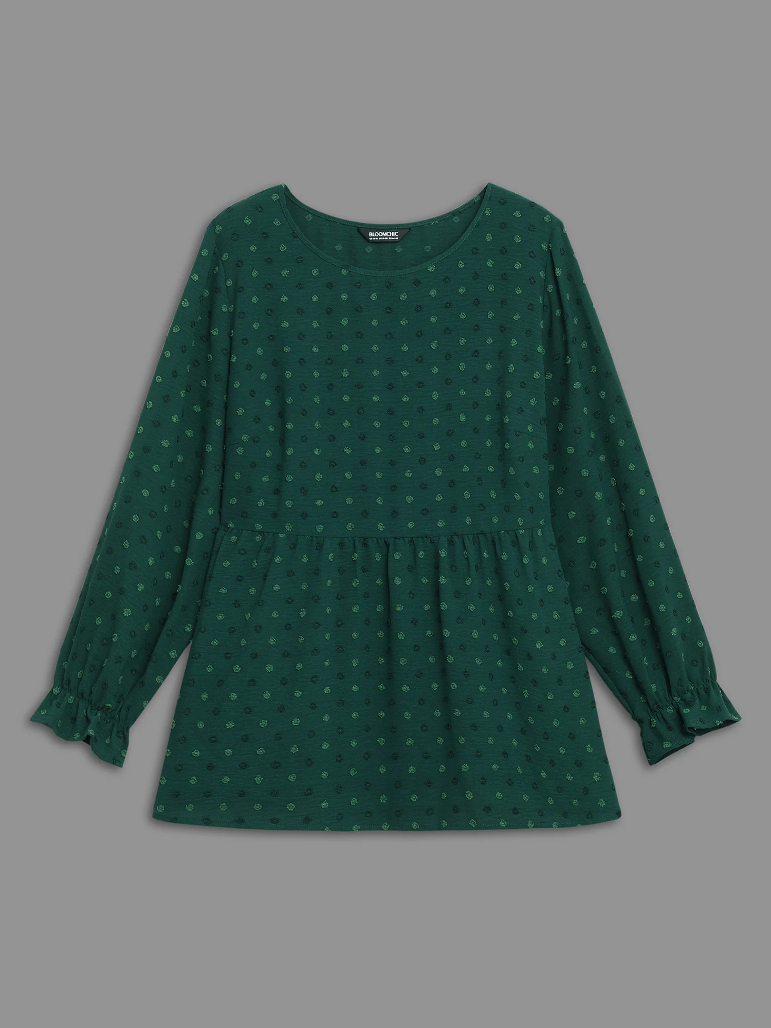 Textured Dot Elastic Cuffs A-line Blouse - Image 12