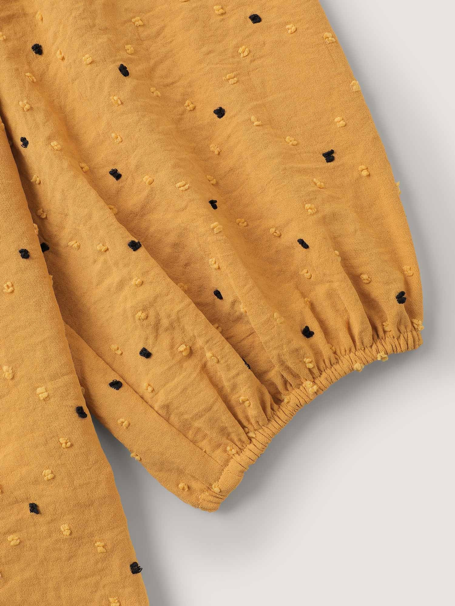 Textured Dot Embroidered Tassel Flowy Blouse - Image 5