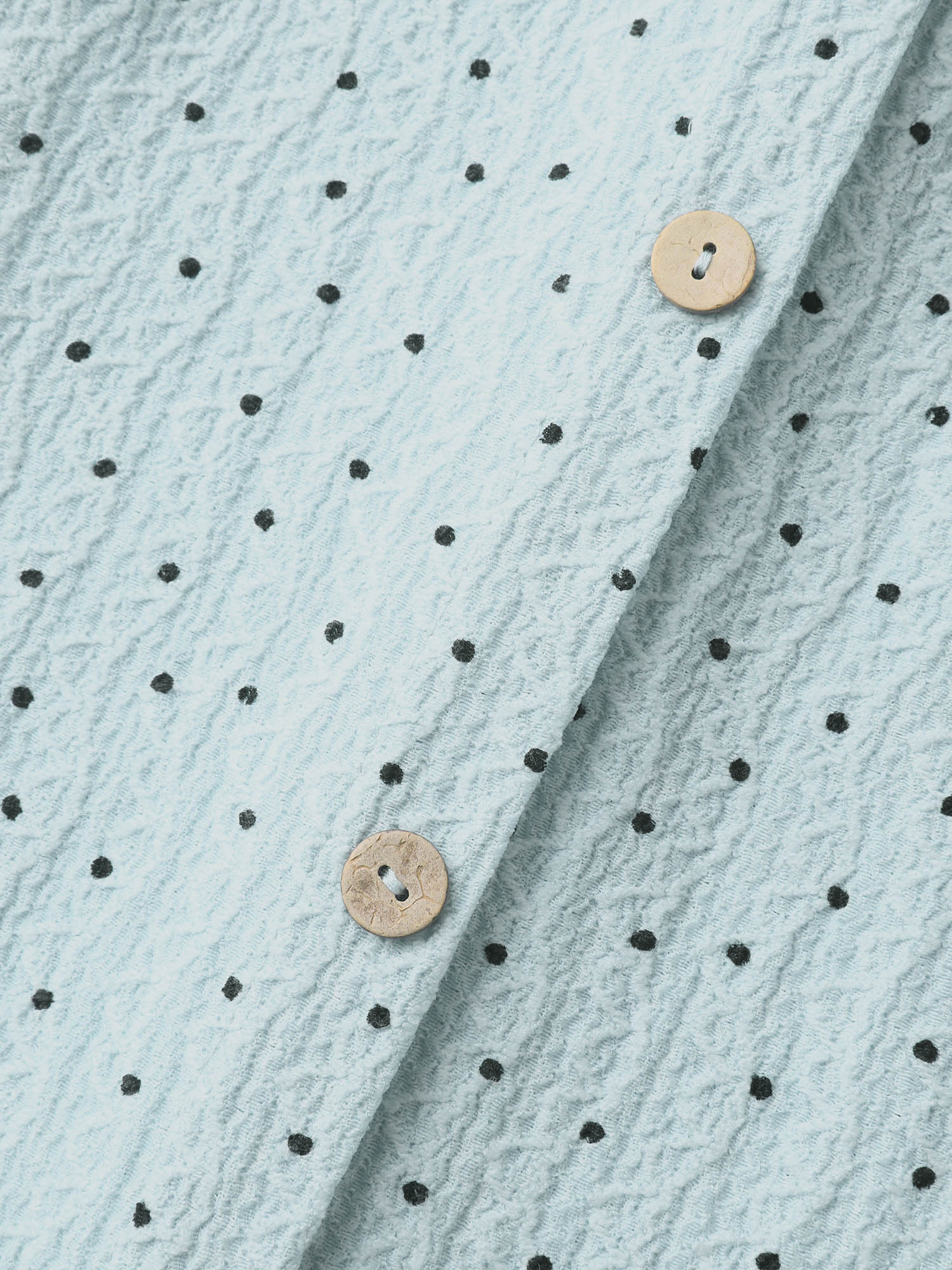 Textured Dot Print Button Detail Midi Dress - Image 6
