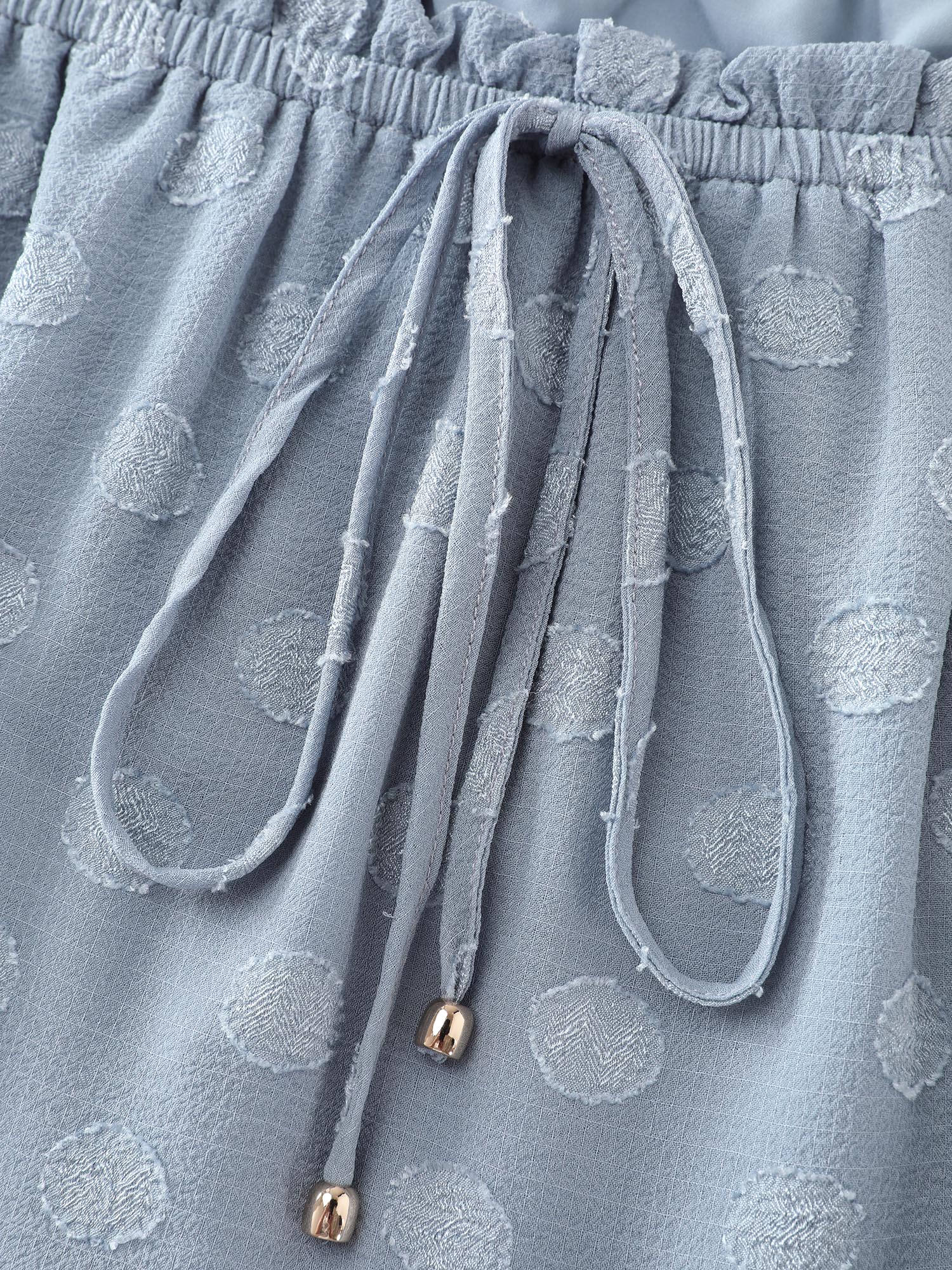 Textured Dots Stretchy Waist Pockets Midi Dress - Image 5