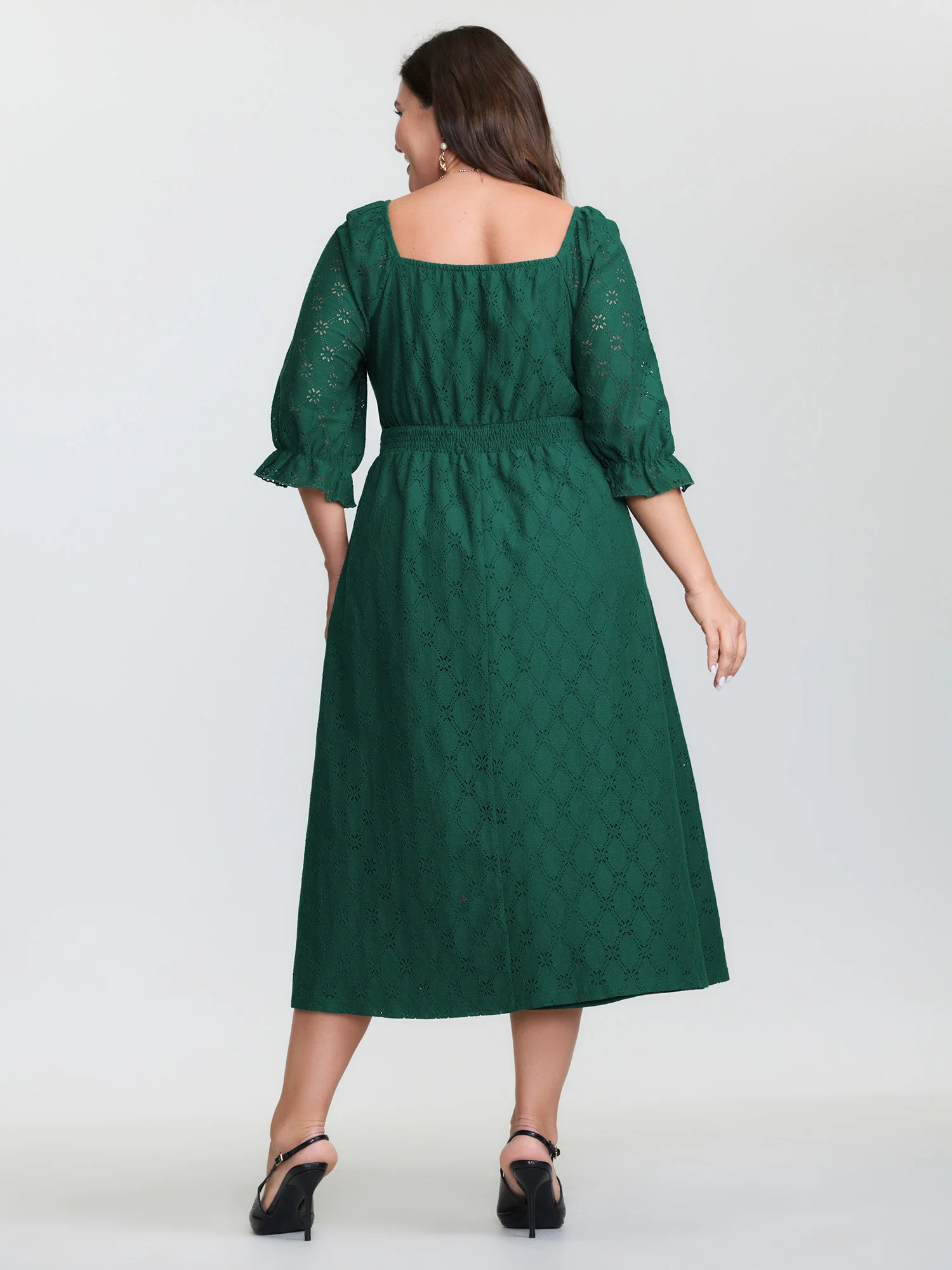 Textured Draped Surplice Neckline Midi Dress - Image 6