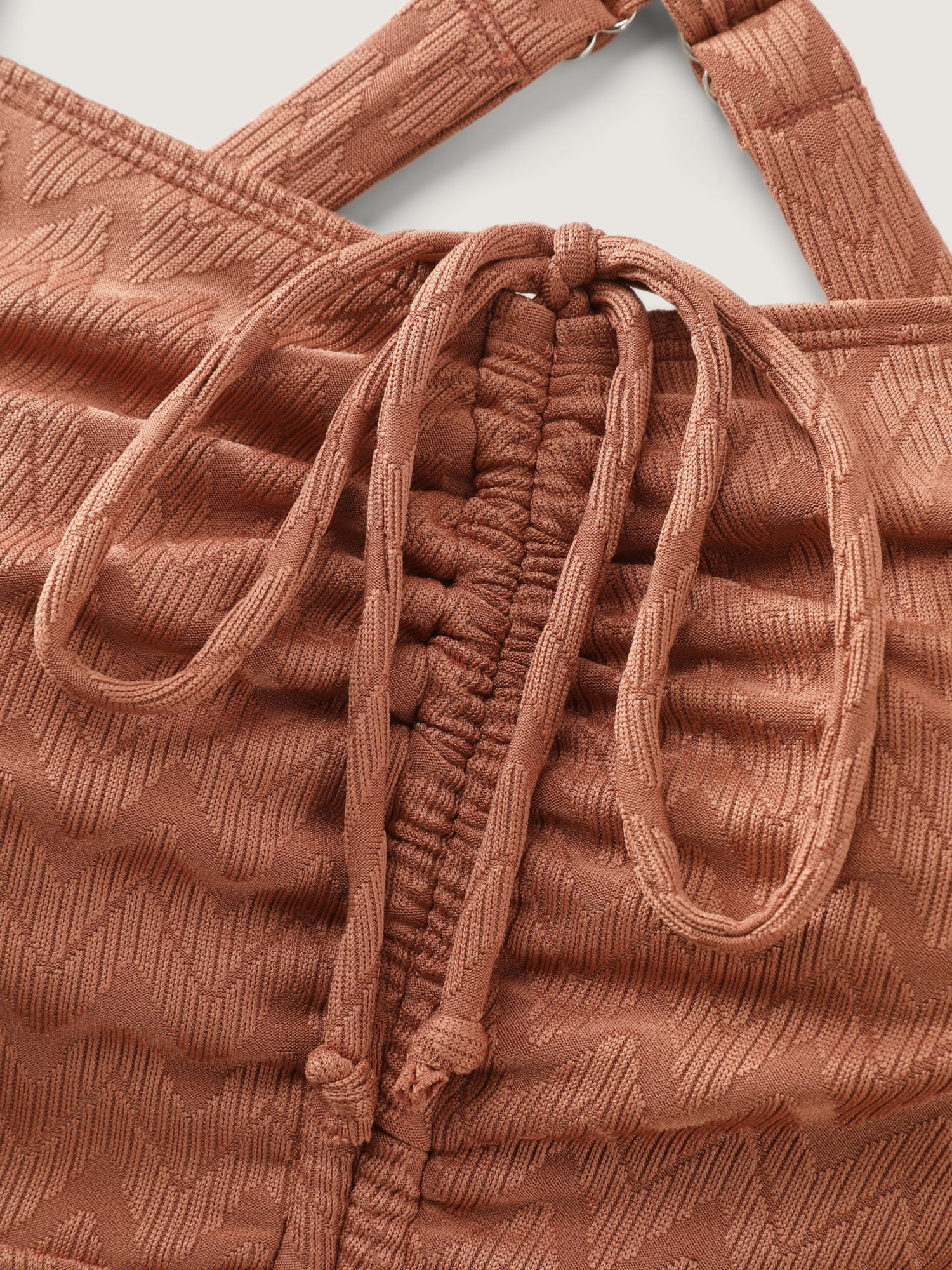 Textured Drawstring Ruched Swim Top - Image 7